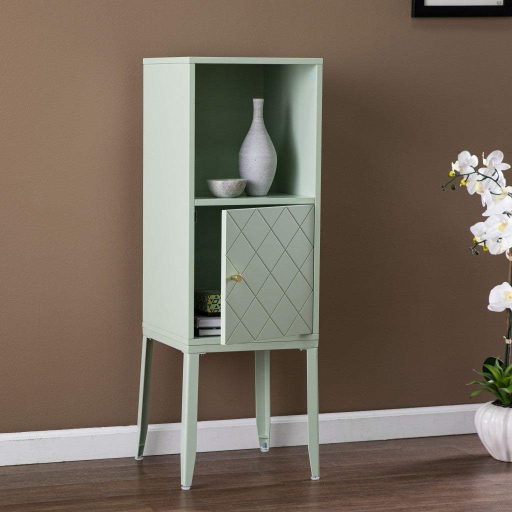 Pale Green Crosshatch Accent Storage Cabinet - Image 8