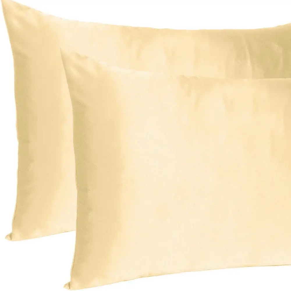 Pale Peach Dreamy Set Of 2 Silky Satin Standard Pillowcases - Image 6