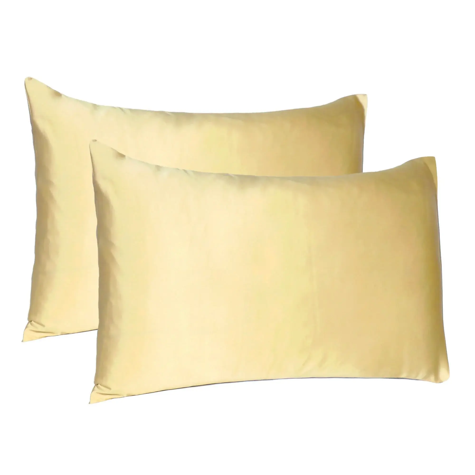 Pale Yellow Dreamy Set Of 2 Silky Satin Standard Pillowcases - Image 5