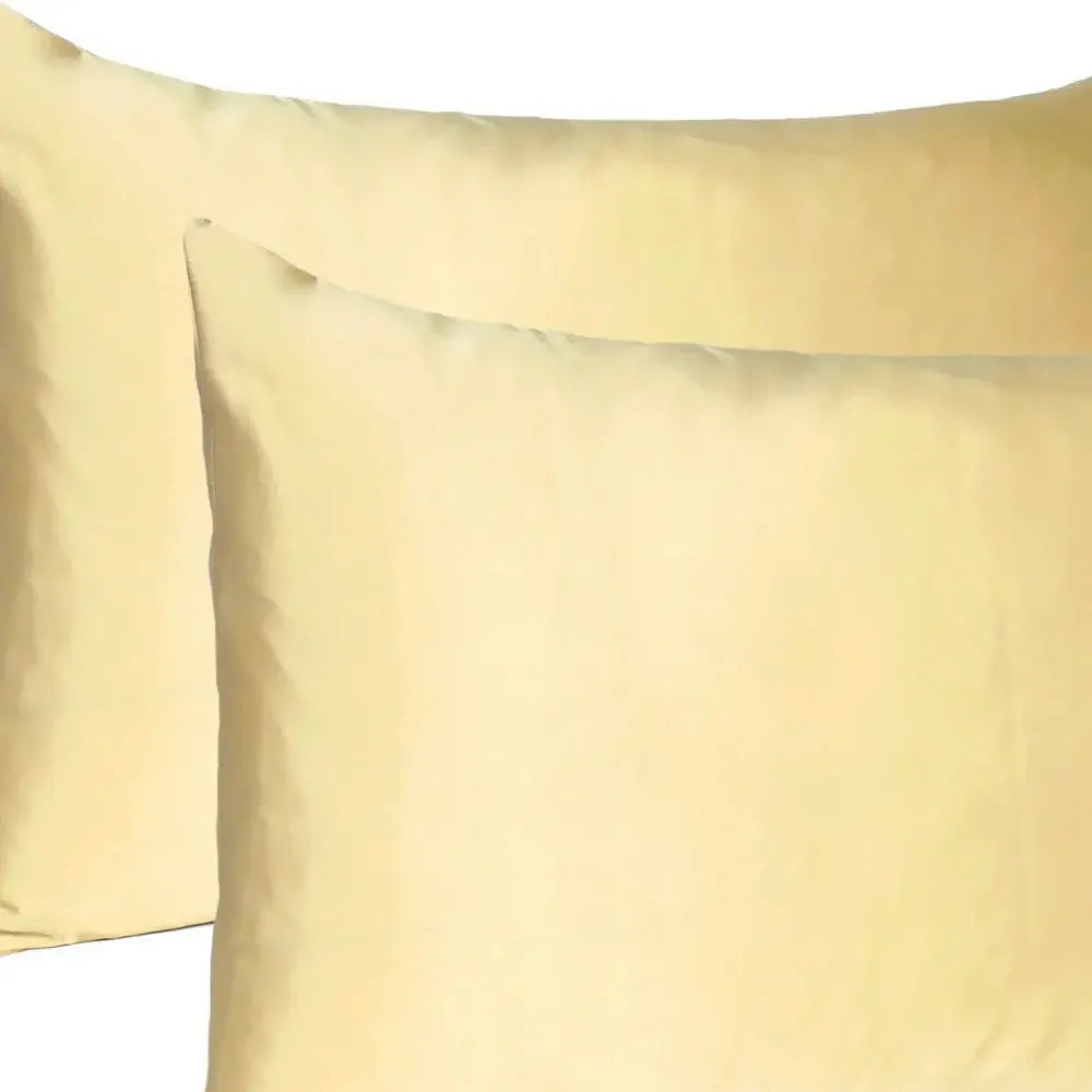 Pale Yellow Dreamy Set Of 2 Silky Satin Standard Pillowcases - Image 7