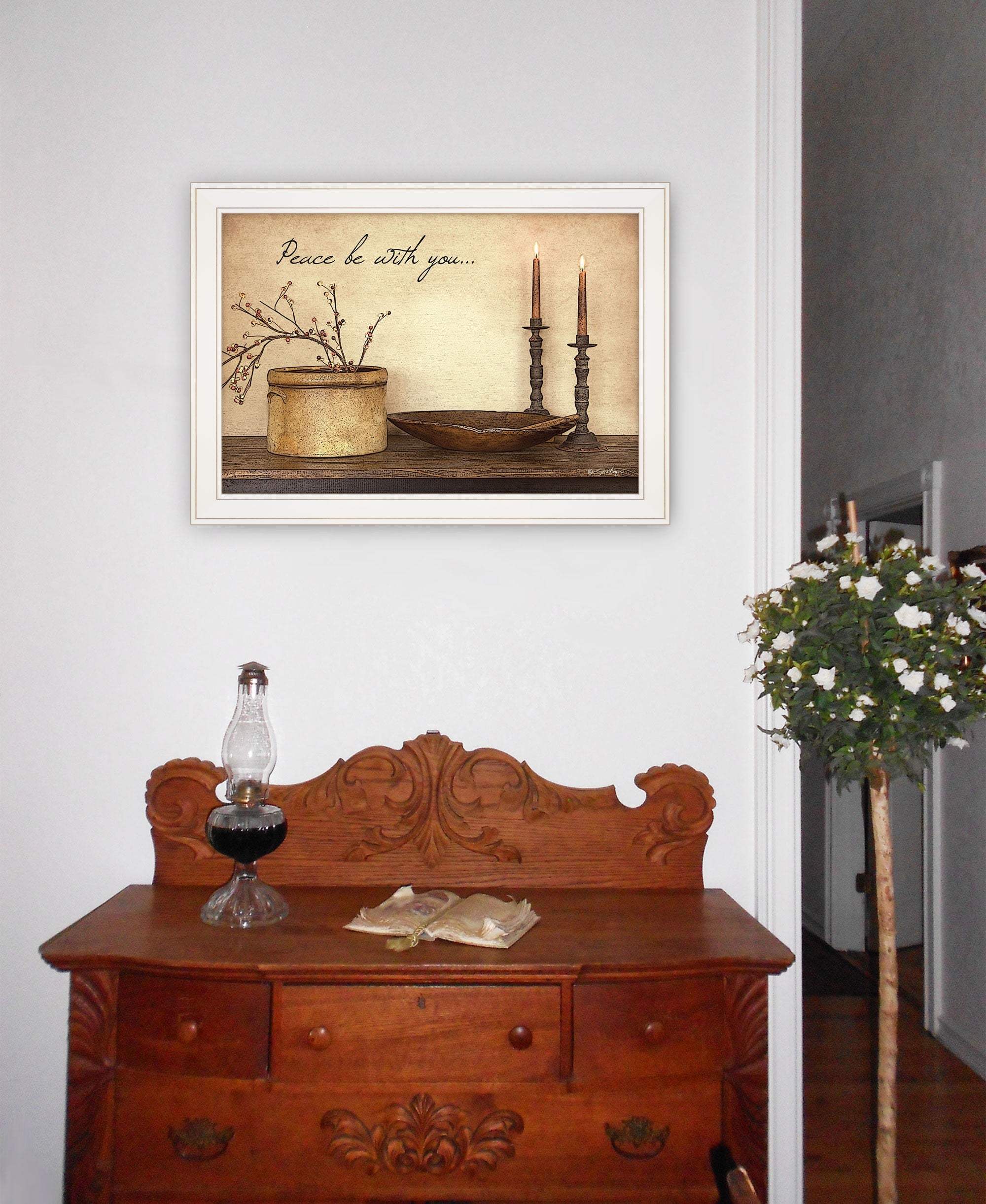 Peace Be with You 4 White Framed Print Wall Art - Image 4