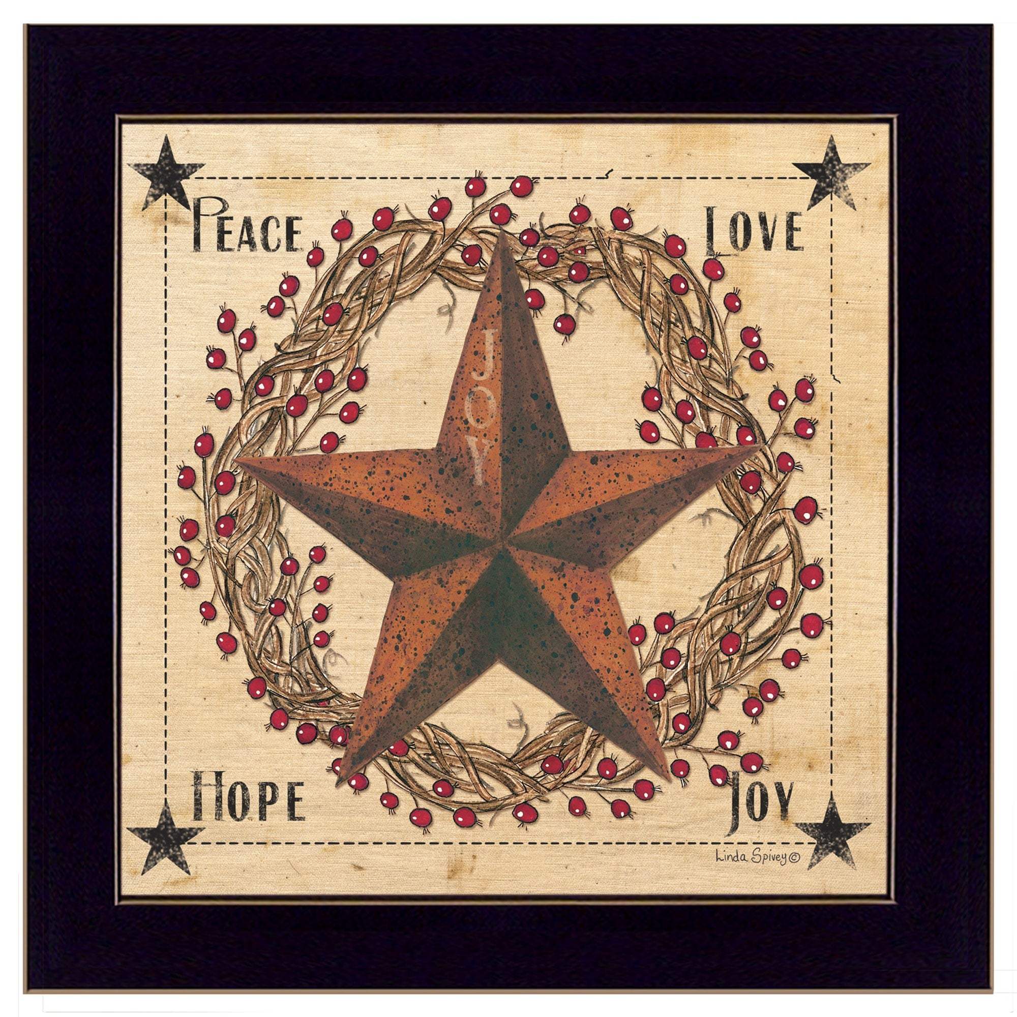 Peace Love Hope Joy Black Framed Print Wall Art - Image 2