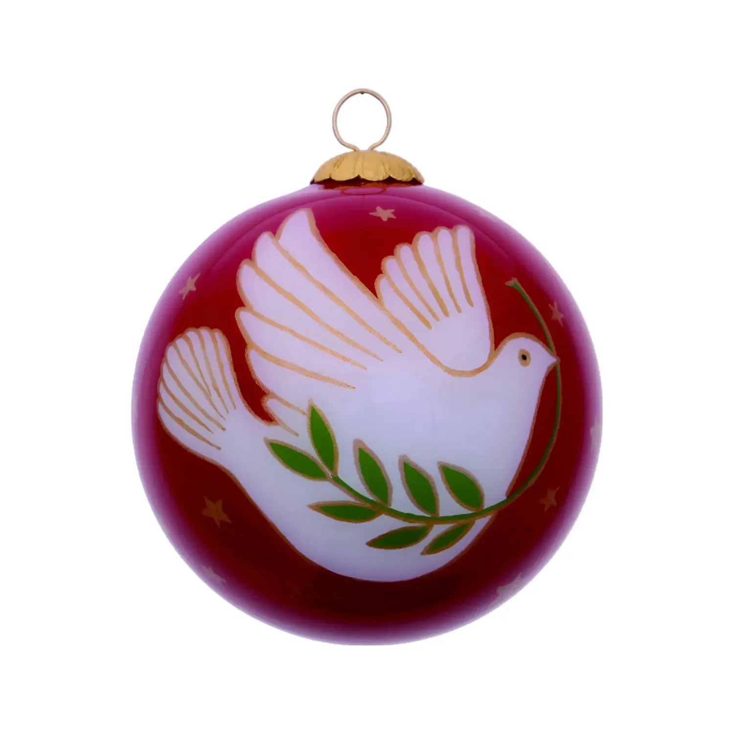 Peace on Earth Dove Hand Painted Mouth Blown Glass Ornament - Image 2