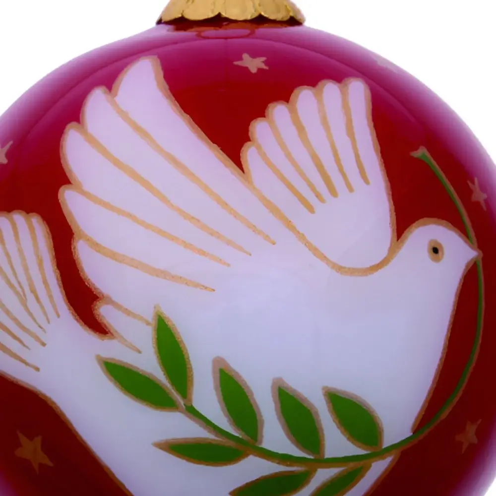 Peace on Earth Dove Hand Painted Mouth Blown Glass Ornament - Image 4