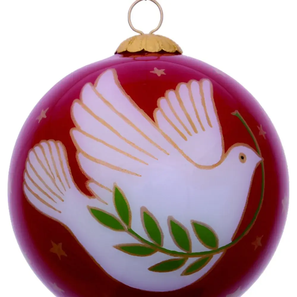 Peace on Earth Dove Hand Painted Mouth Blown Glass Ornament - Image 5