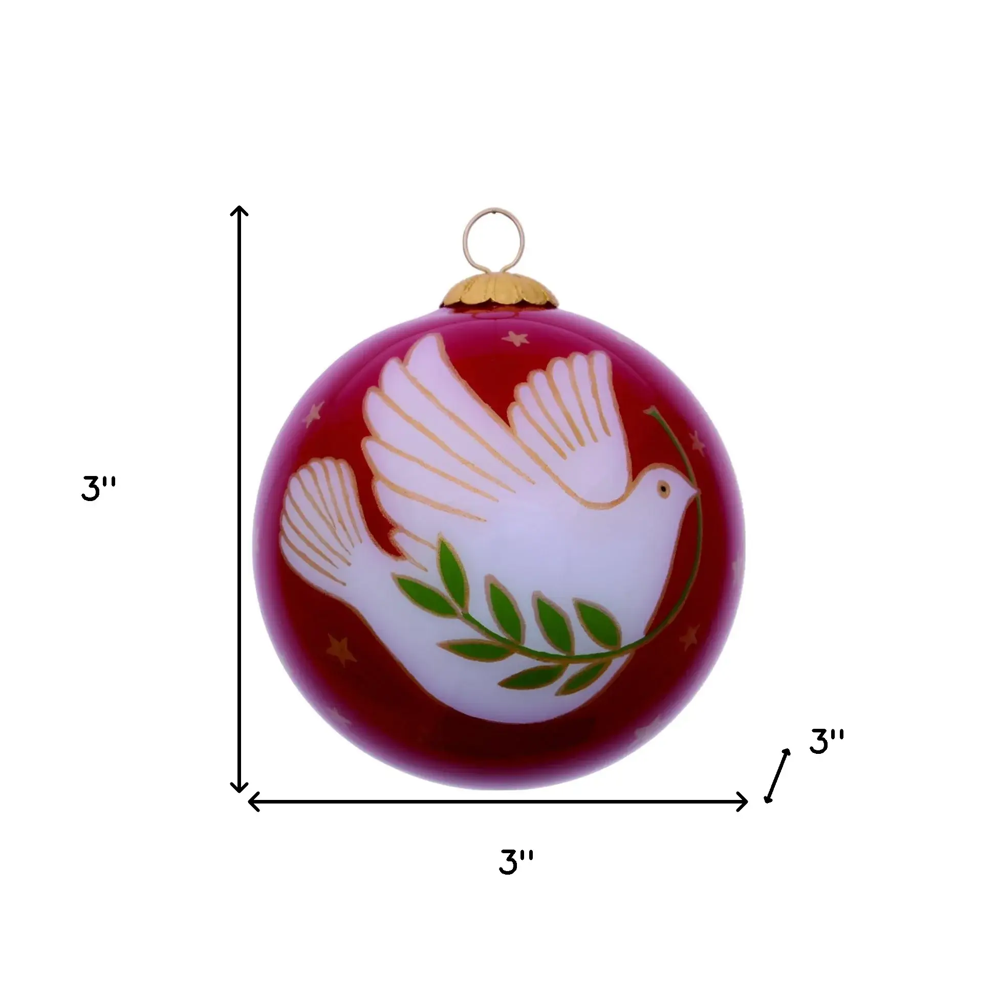 Peace on Earth Dove Hand Painted Mouth Blown Glass Ornament - Image 6
