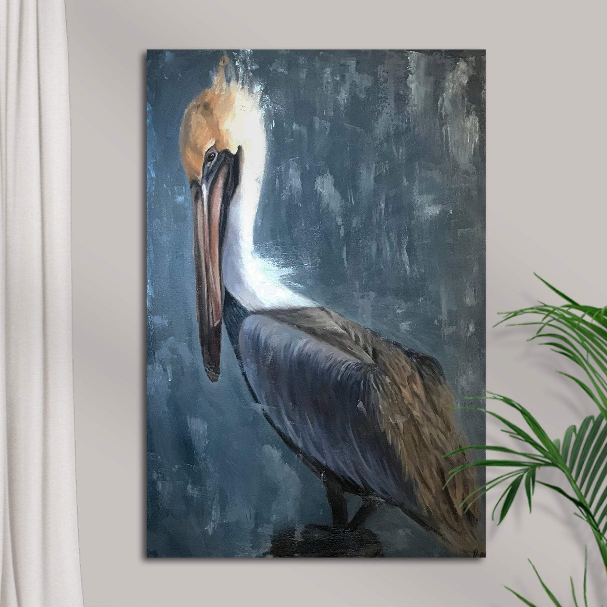 Pelican Painting "The Fish Catcher" Canvas Wall Art II - Image 2