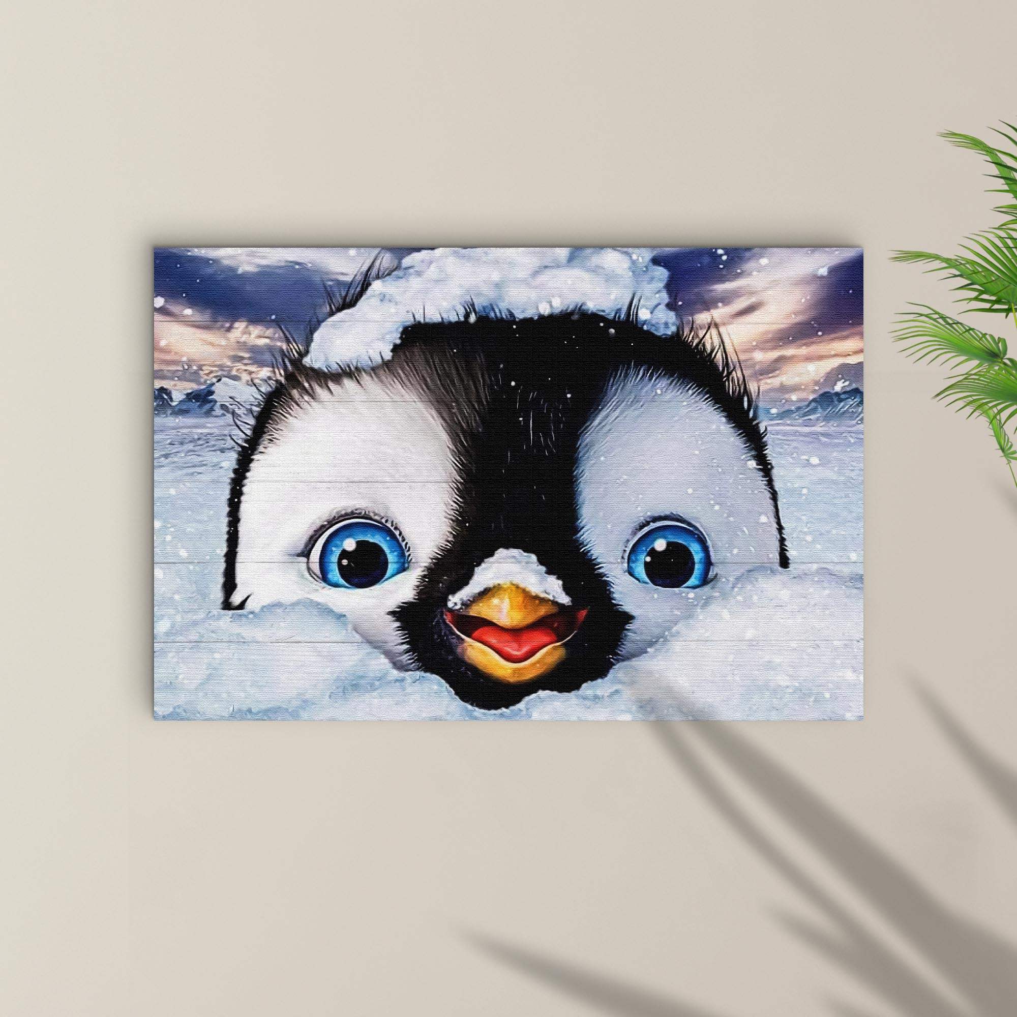 Penguin Peekaboo Painting Canvas Wall Art - Image 2