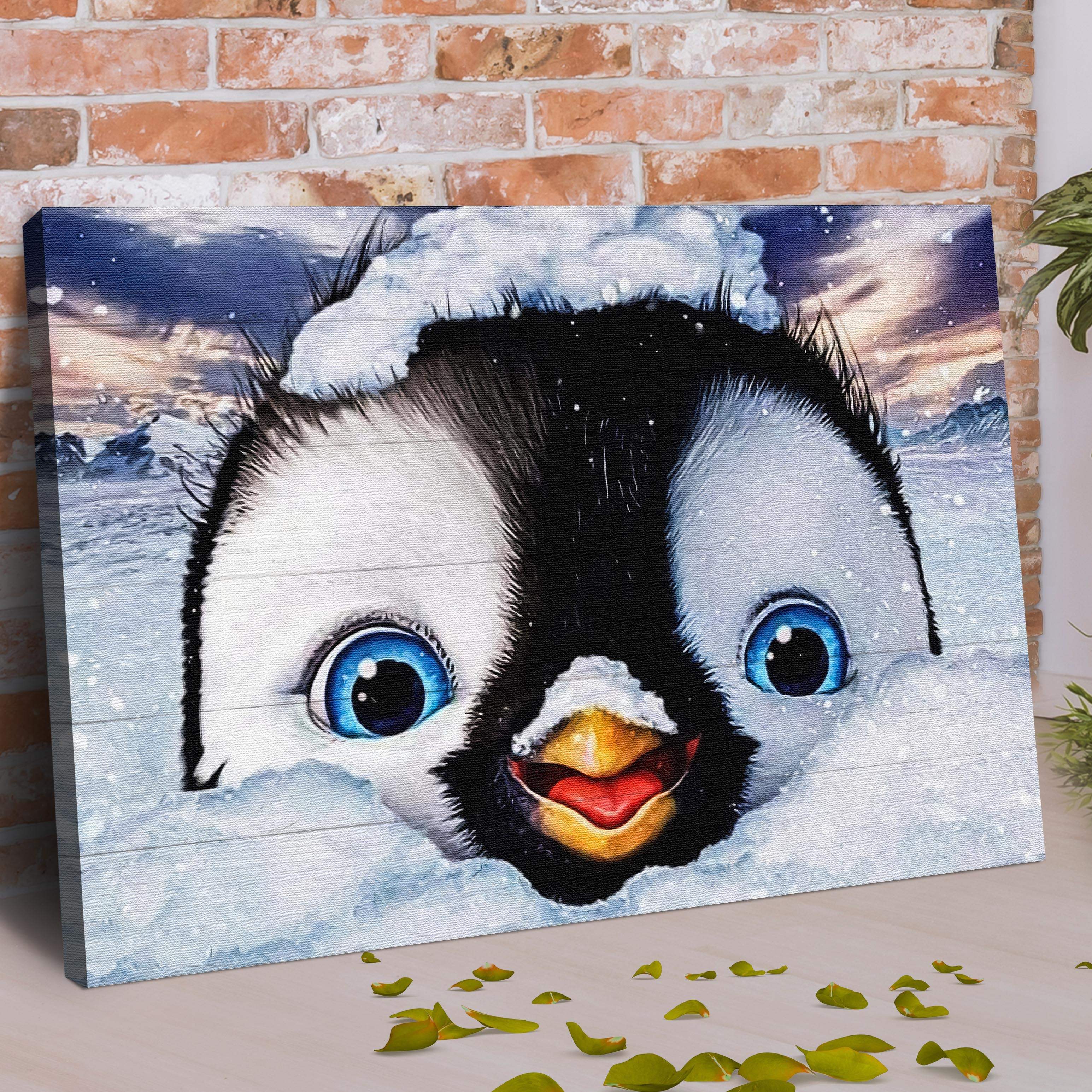 Penguin Peekaboo Painting Canvas Wall Art - Image 3