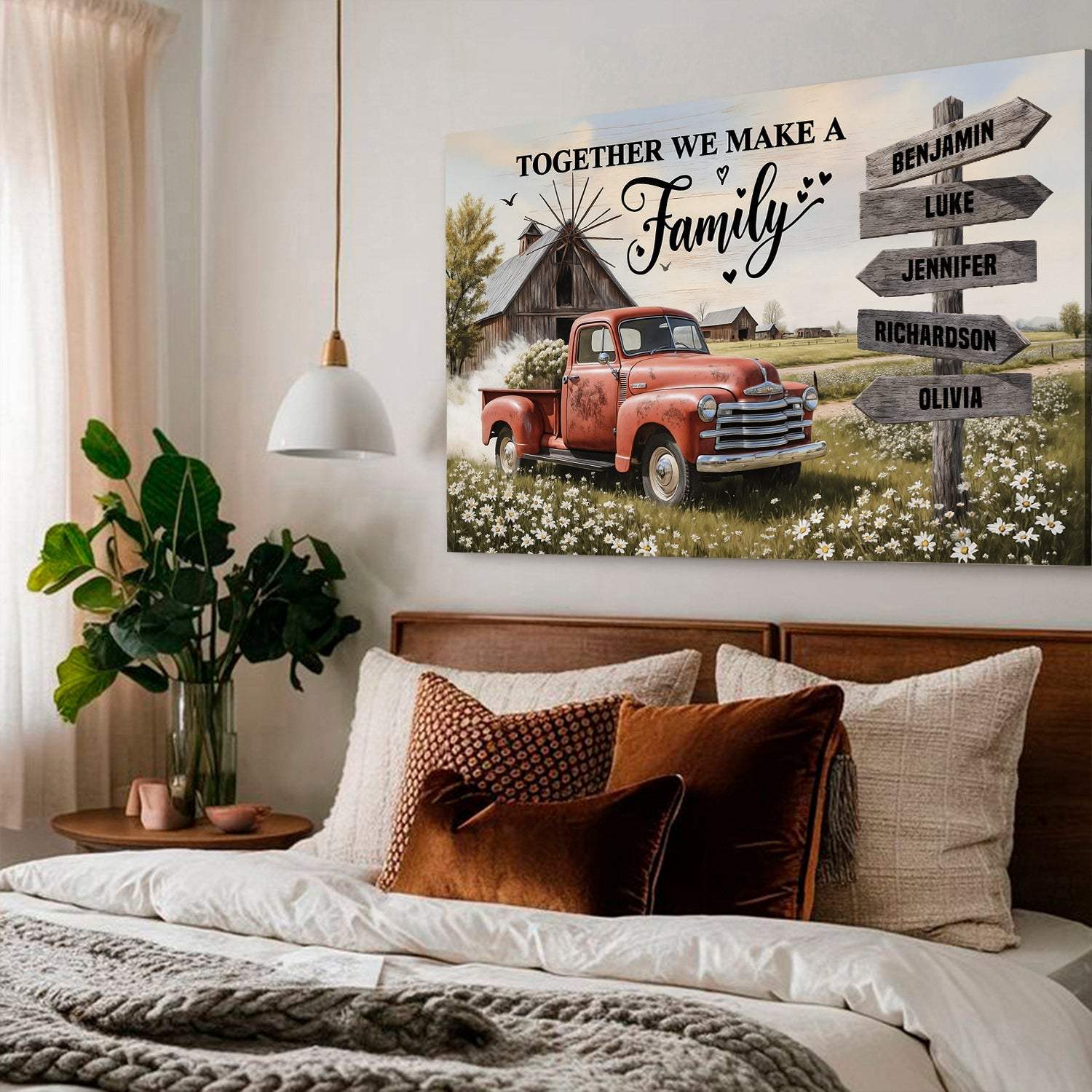 Personalized Family Farmhouse Old Truck Wall Art - Image 2