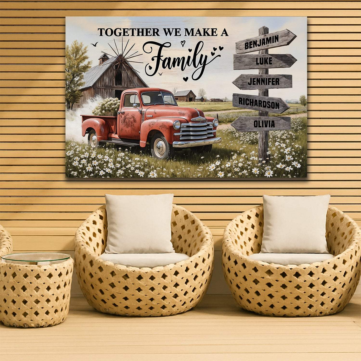 Personalized Family Farmhouse Old Truck Wall Art - Image 3