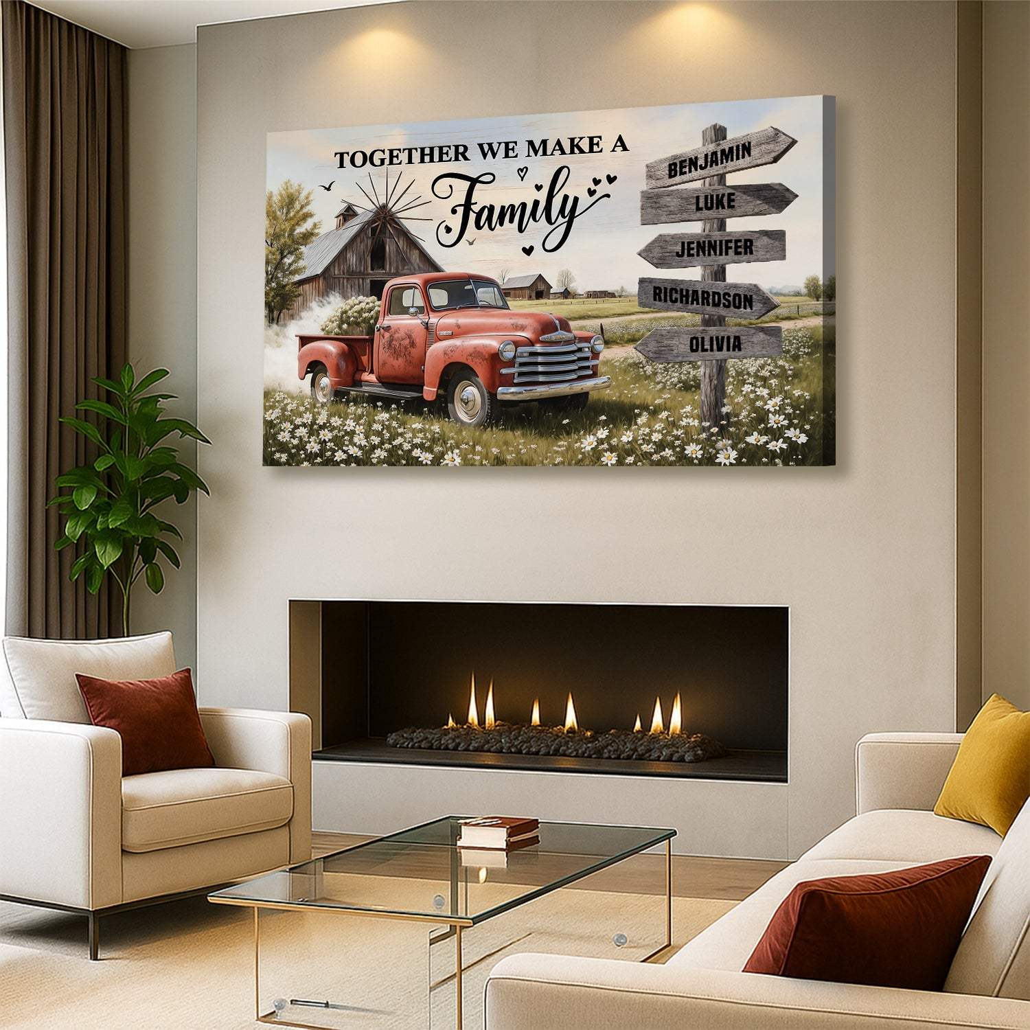 Personalized Family Farmhouse Old Truck Wall Art - Image 4