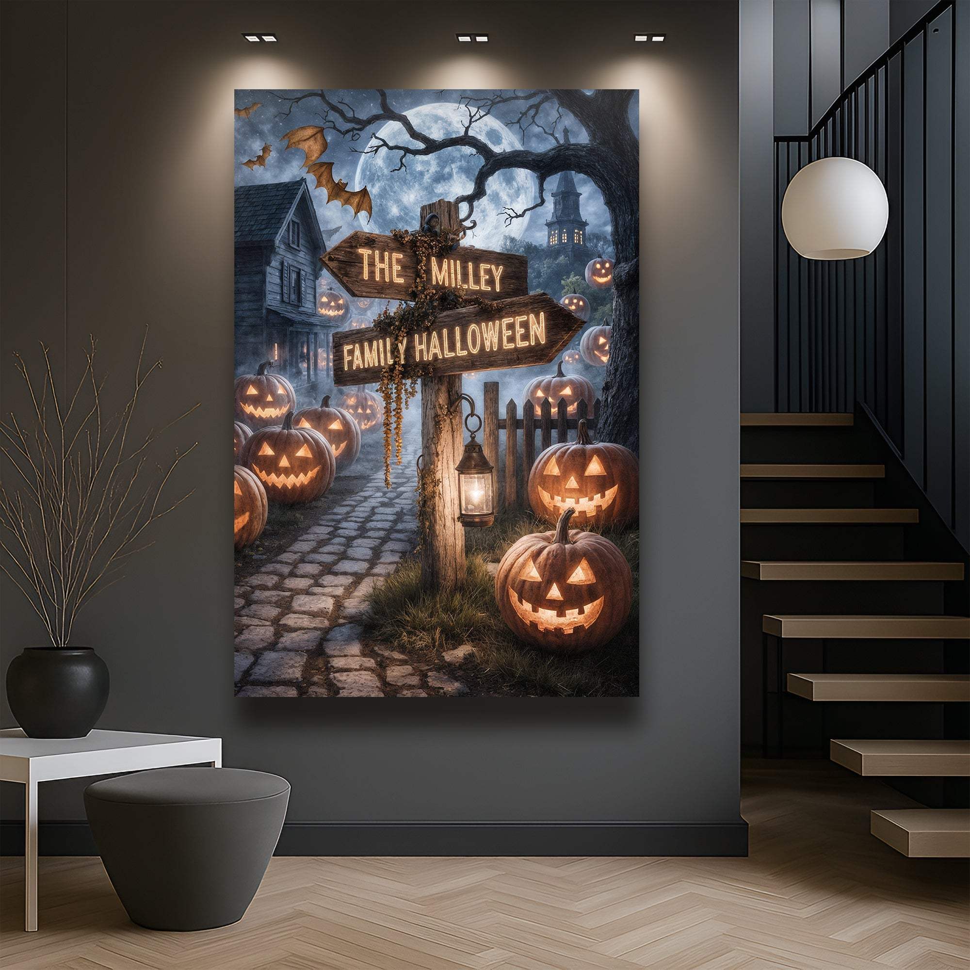 Personalized Family Name Street Sign Halloween Wall Art - Image 3