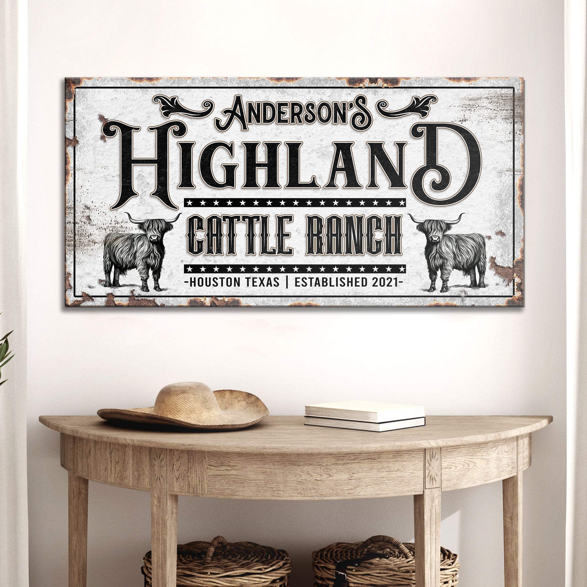 Personalized Highland Cattle Ranch Sign II - Image 3