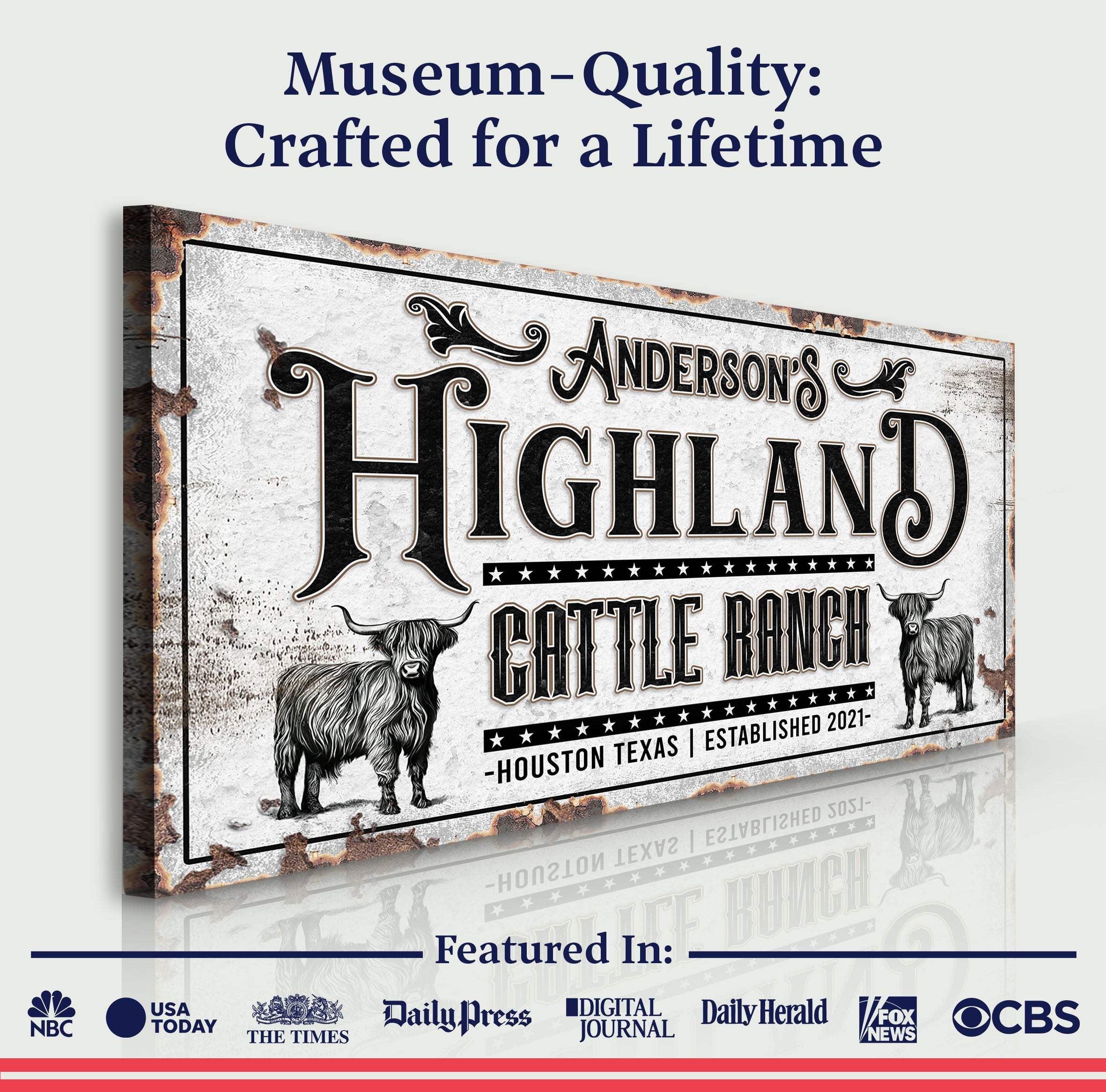 Personalized Highland Cattle Ranch Sign II - Image 4
