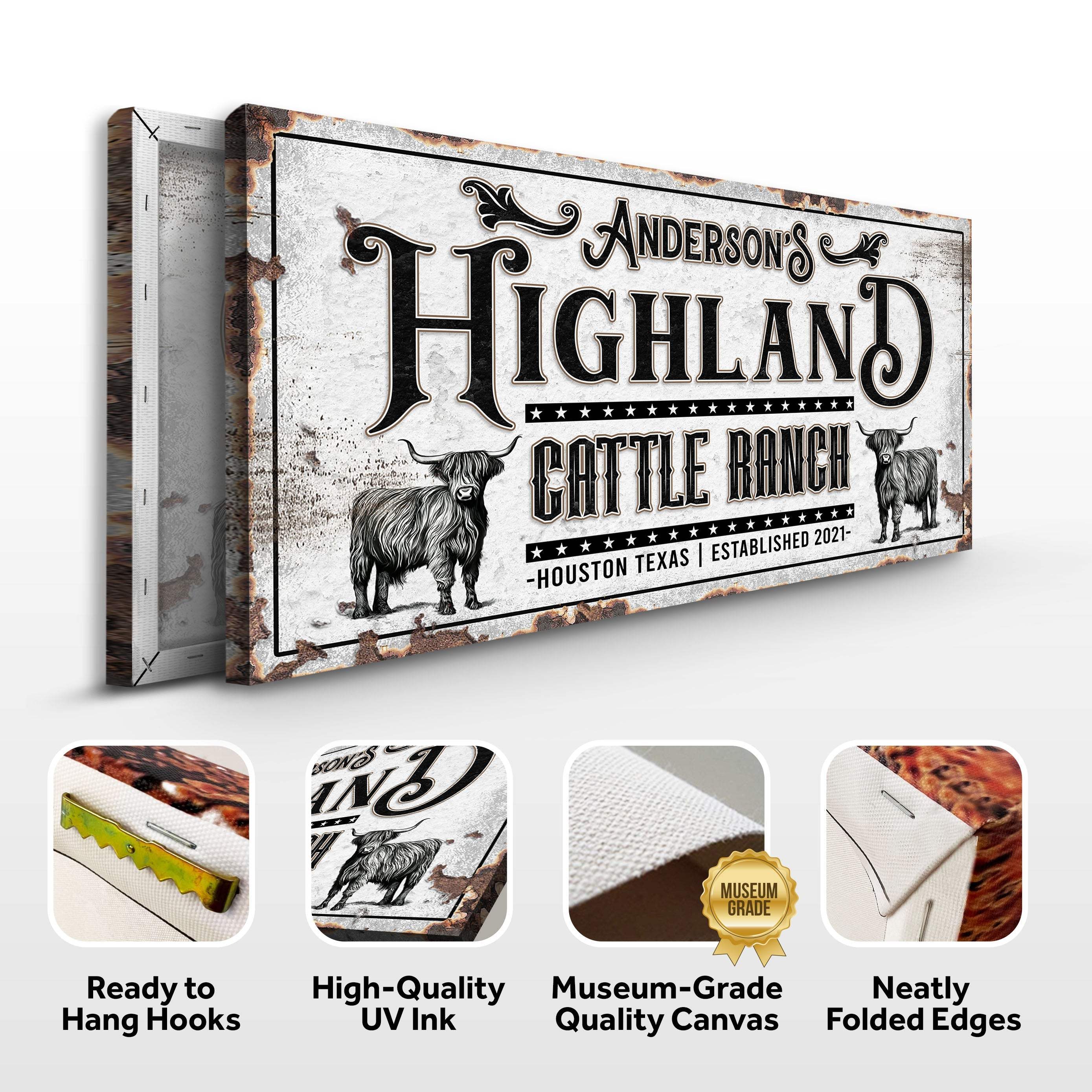 Personalized Highland Cattle Ranch Sign II - Image 5