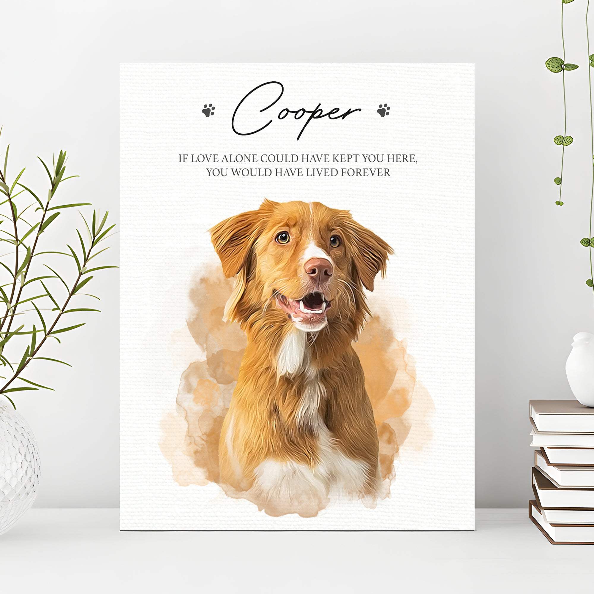 Pet Memorial Portrait Watercolor Sign If Love Alone - Image 2