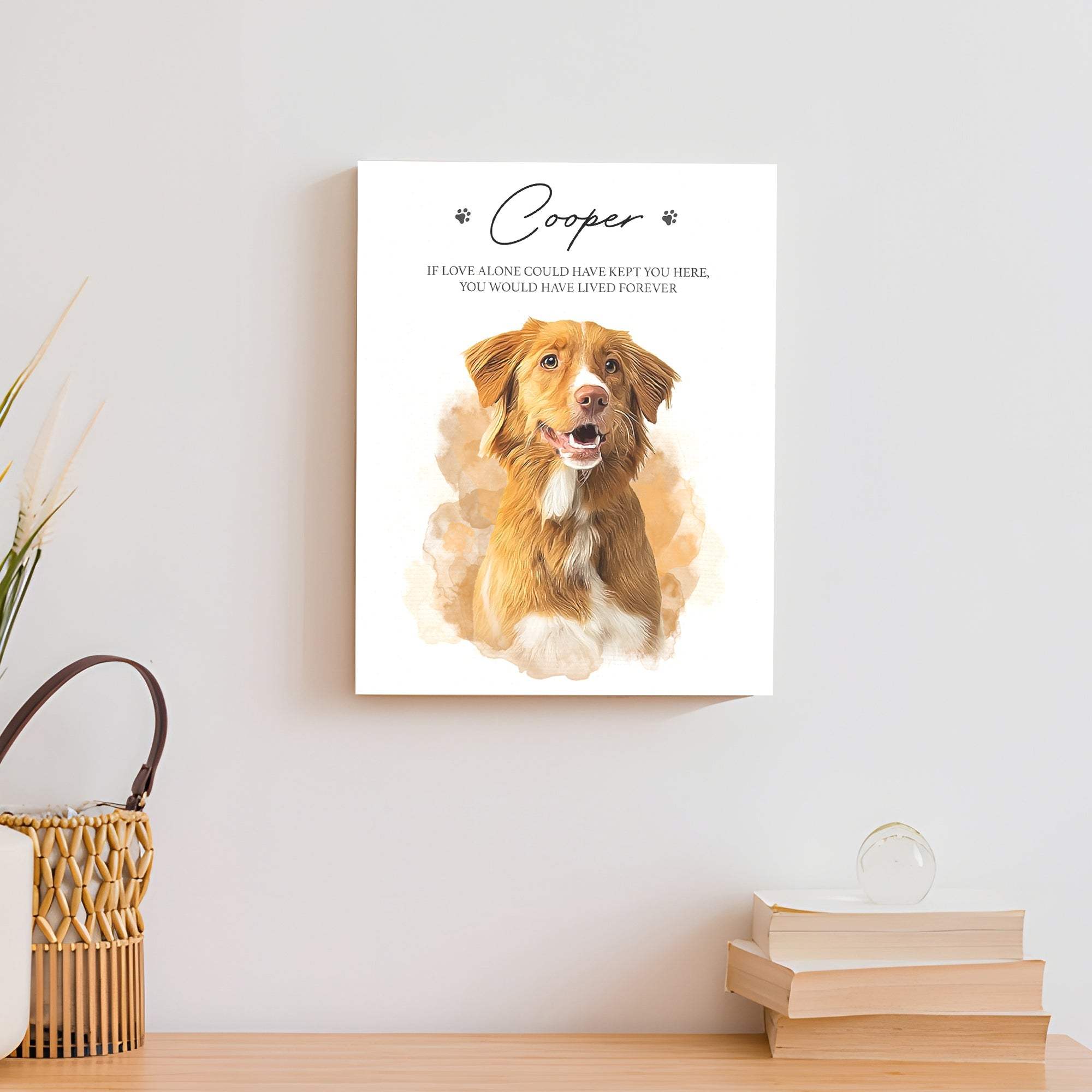 Pet Memorial Portrait Watercolor Sign If Love Alone - Image 3