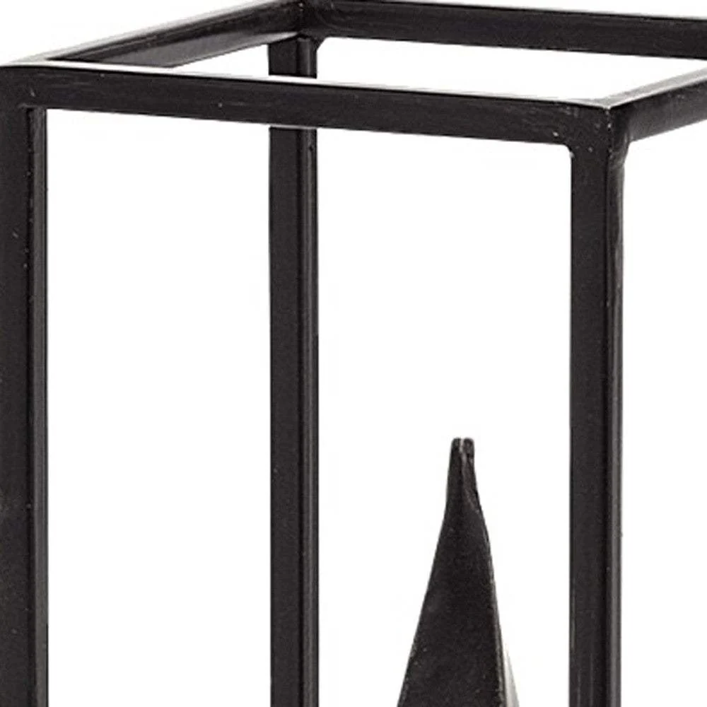 Petite Black Metal Framed Pyramid Decor Piece - Image 5