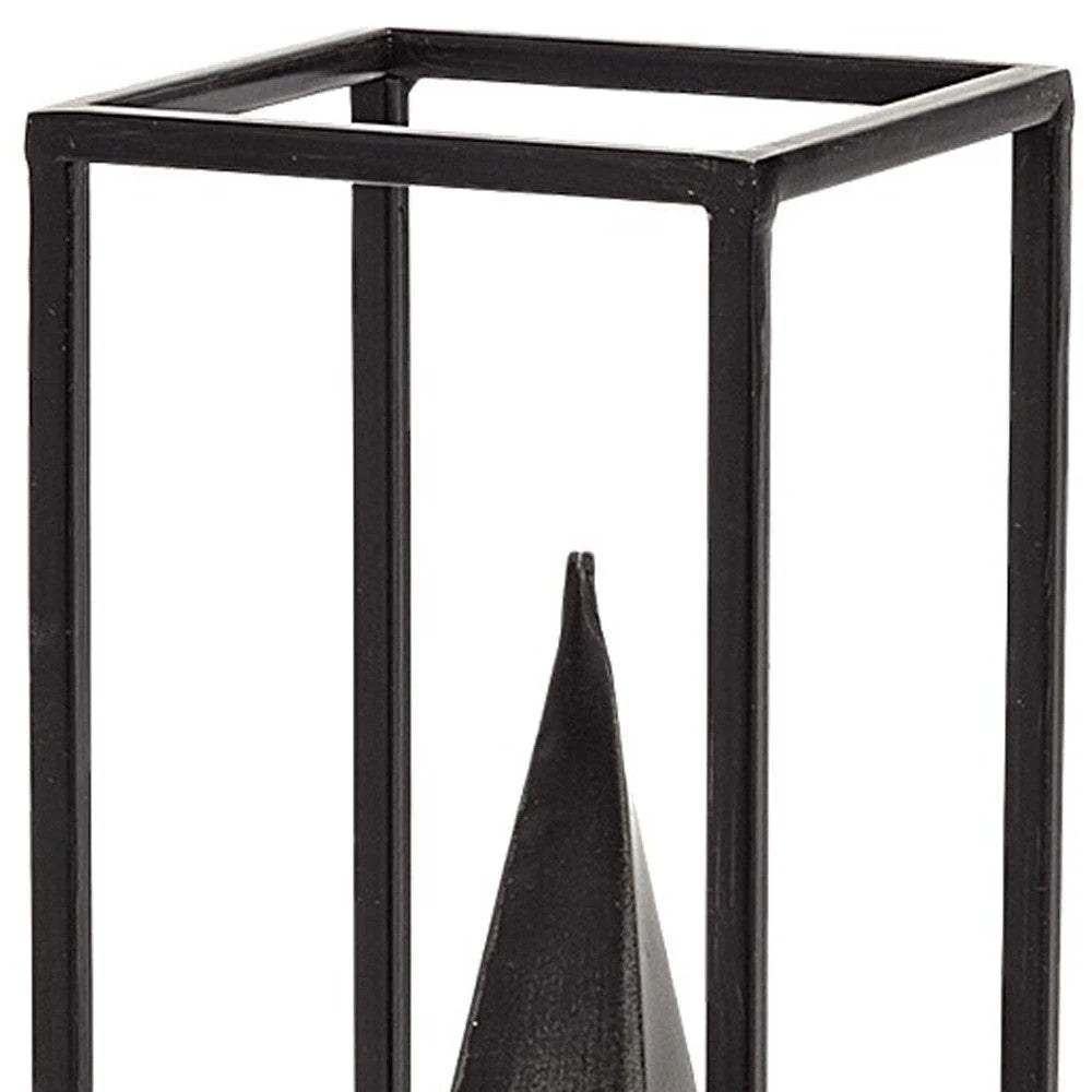 Petite Black Metal Framed Pyramid Decor Piece - Image 6