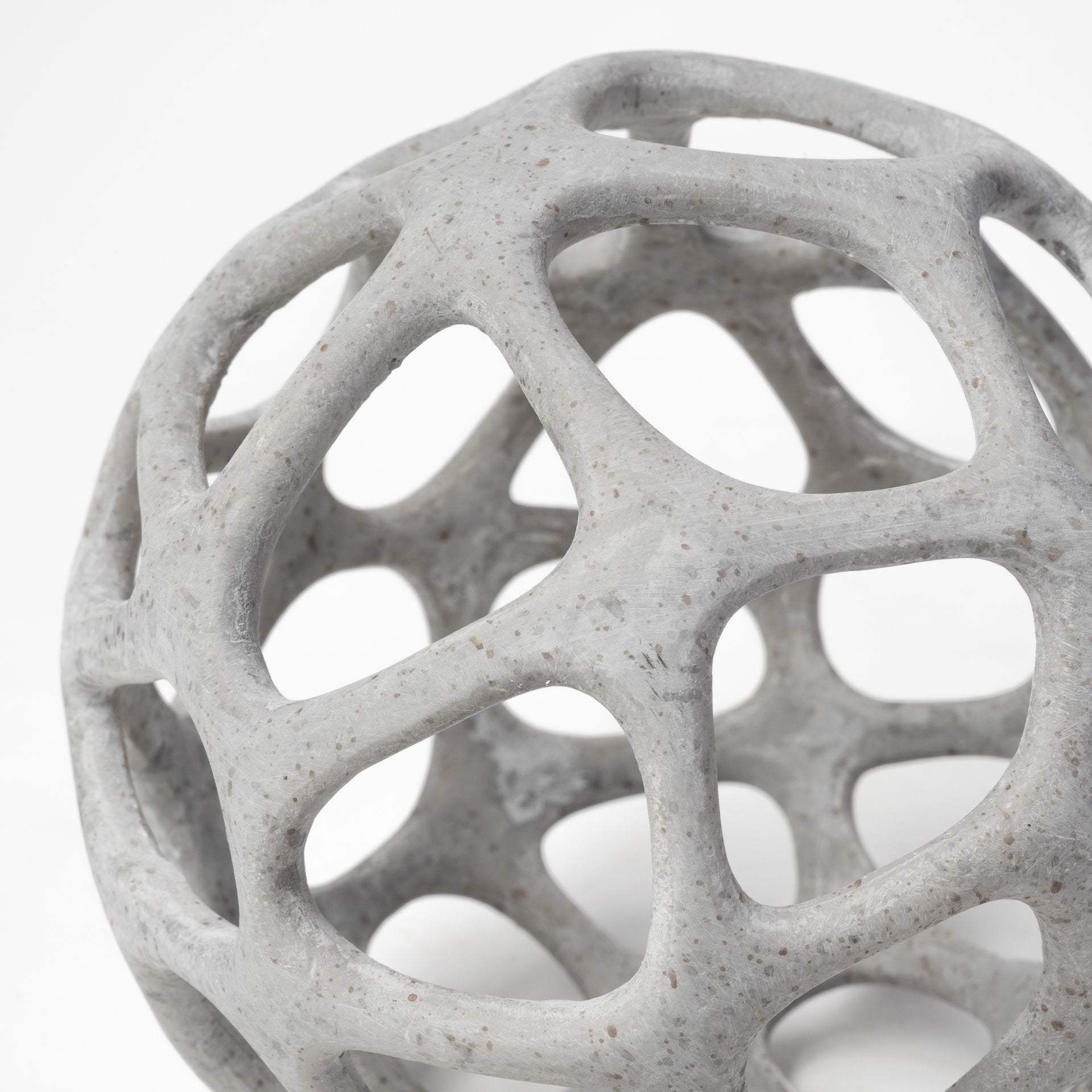 Petite Light Gray Metal Hollow Orb Sculpture - Image 3