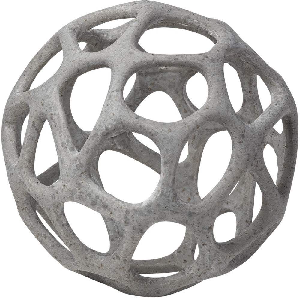 Petite Light Gray Metal Hollow Orb Sculpture - Image 5