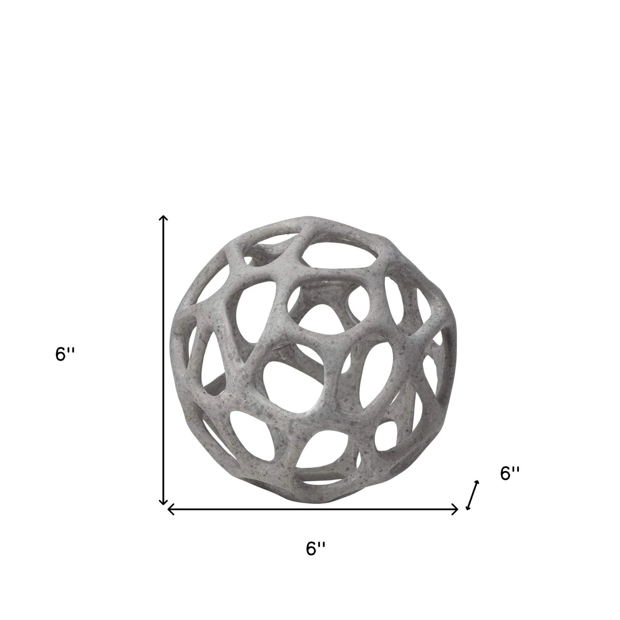 Petite Light Gray Metal Hollow Orb Sculpture - Image 7