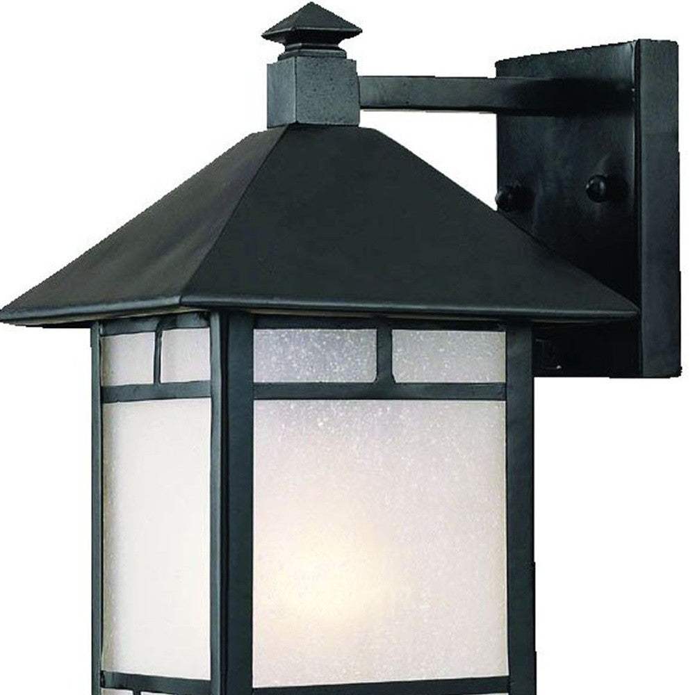 Petite Matte Black Frosted Glass Lantern Wall Light - Image 4