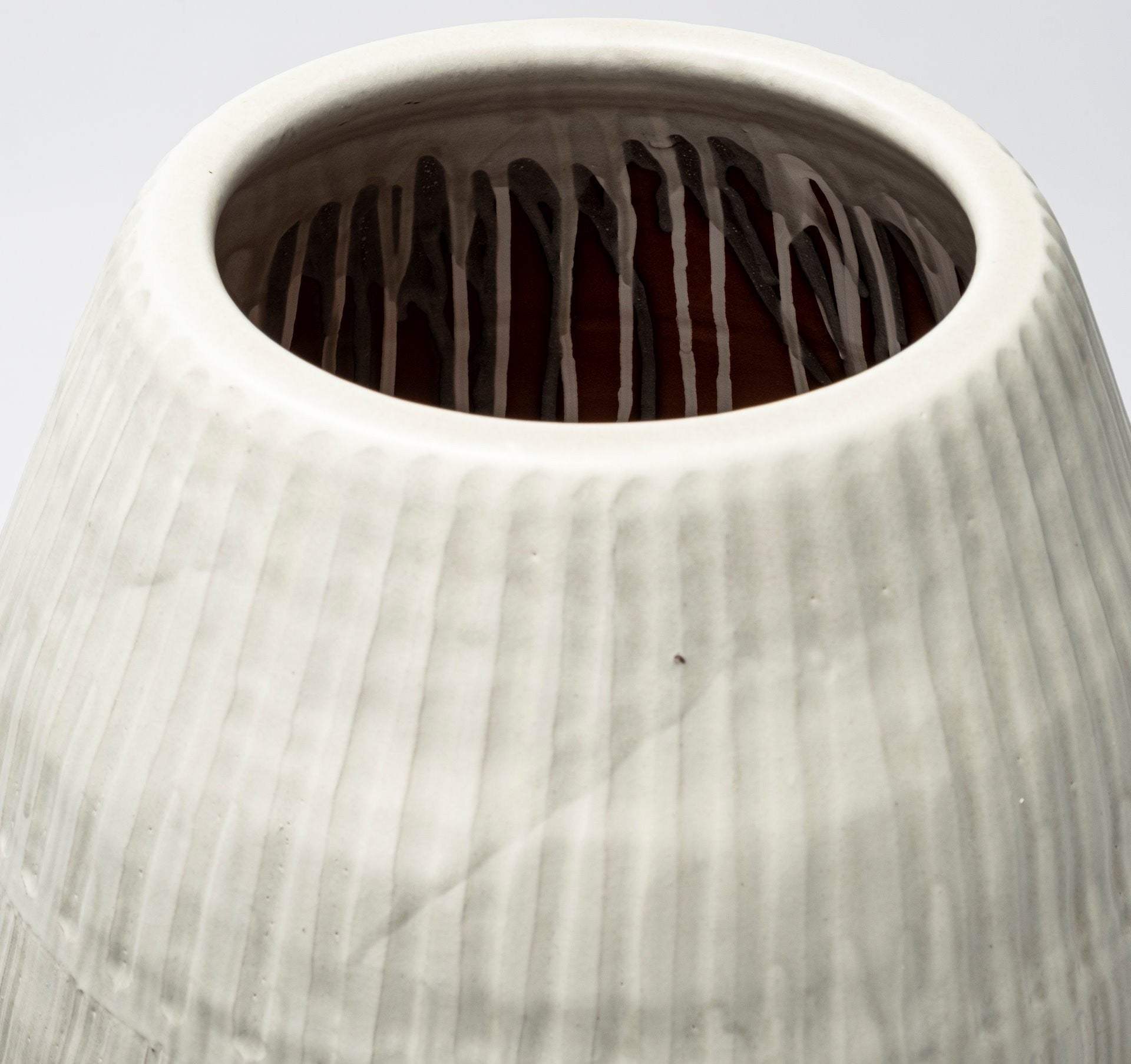 Petite White Embossed Stripes Ceramic Vase - Image 5