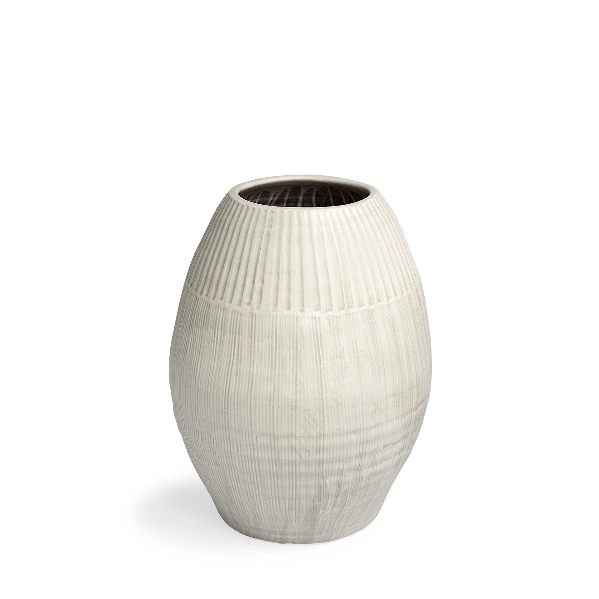 Petite White Embossed Stripes Ceramic Vase - Image 7