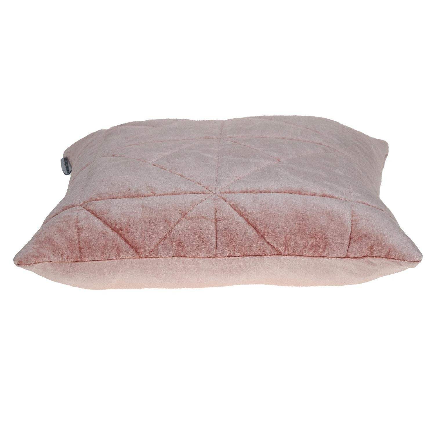 Pink Chunky Geo Stitched Velvet Decorative Throw Pillow - Image 4