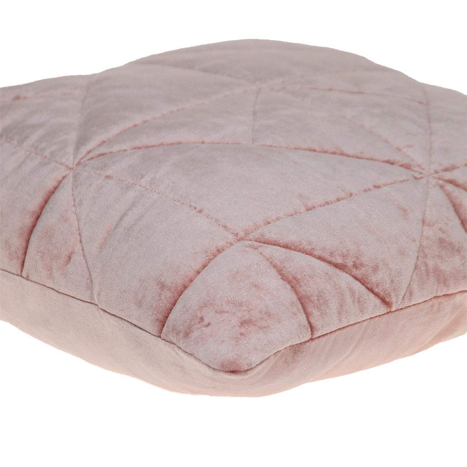 Pink Chunky Geo Stitched Velvet Decorative Throw Pillow - Image 5