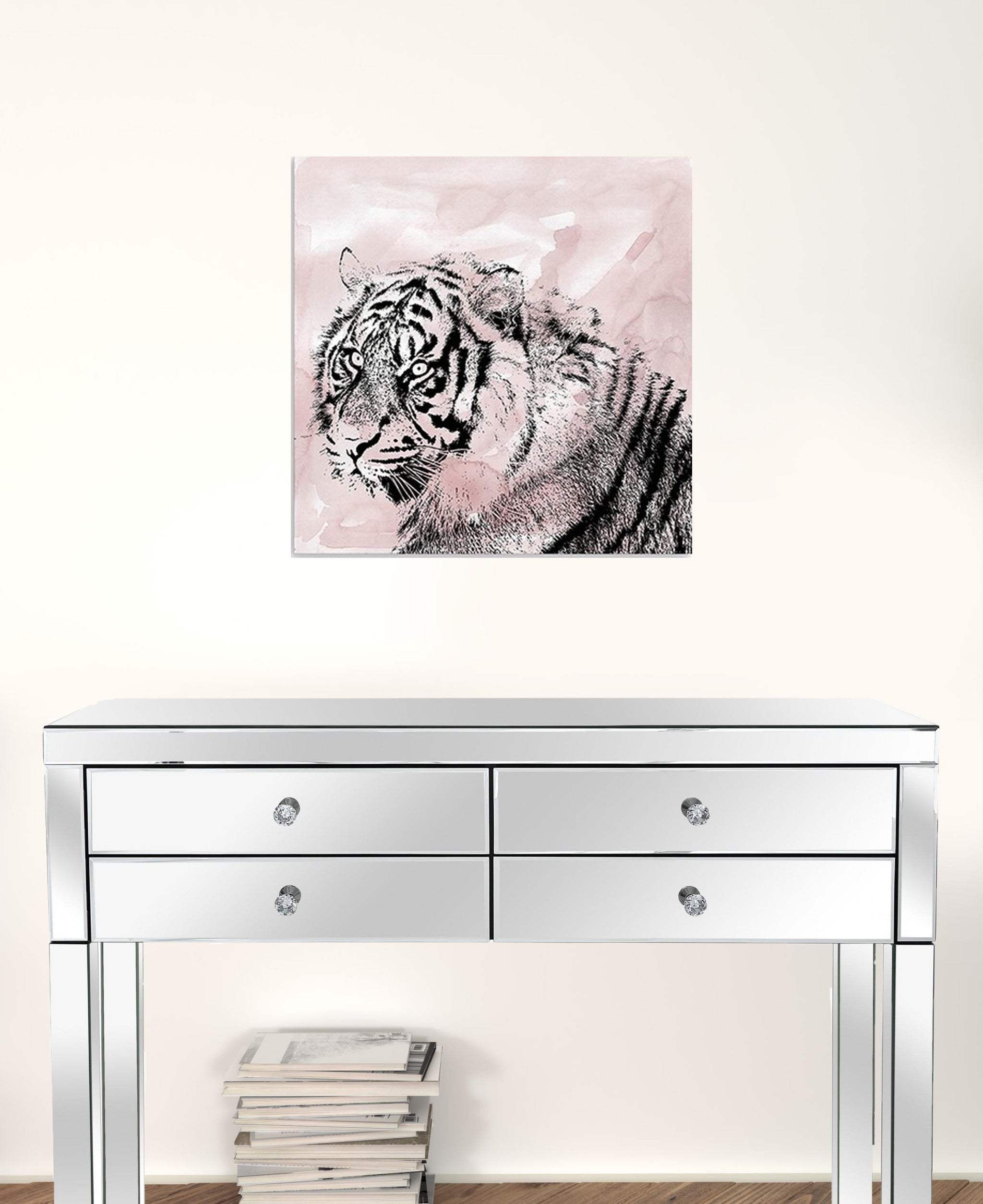Pink Crouching Tiger Unframed Print Wall Art - Image 6