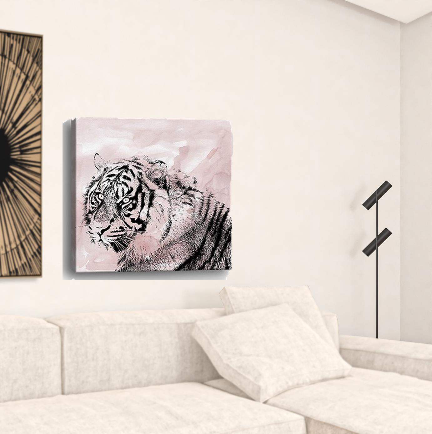 Pink Crouching Tiger Unframed Print Wall Art - Image 5
