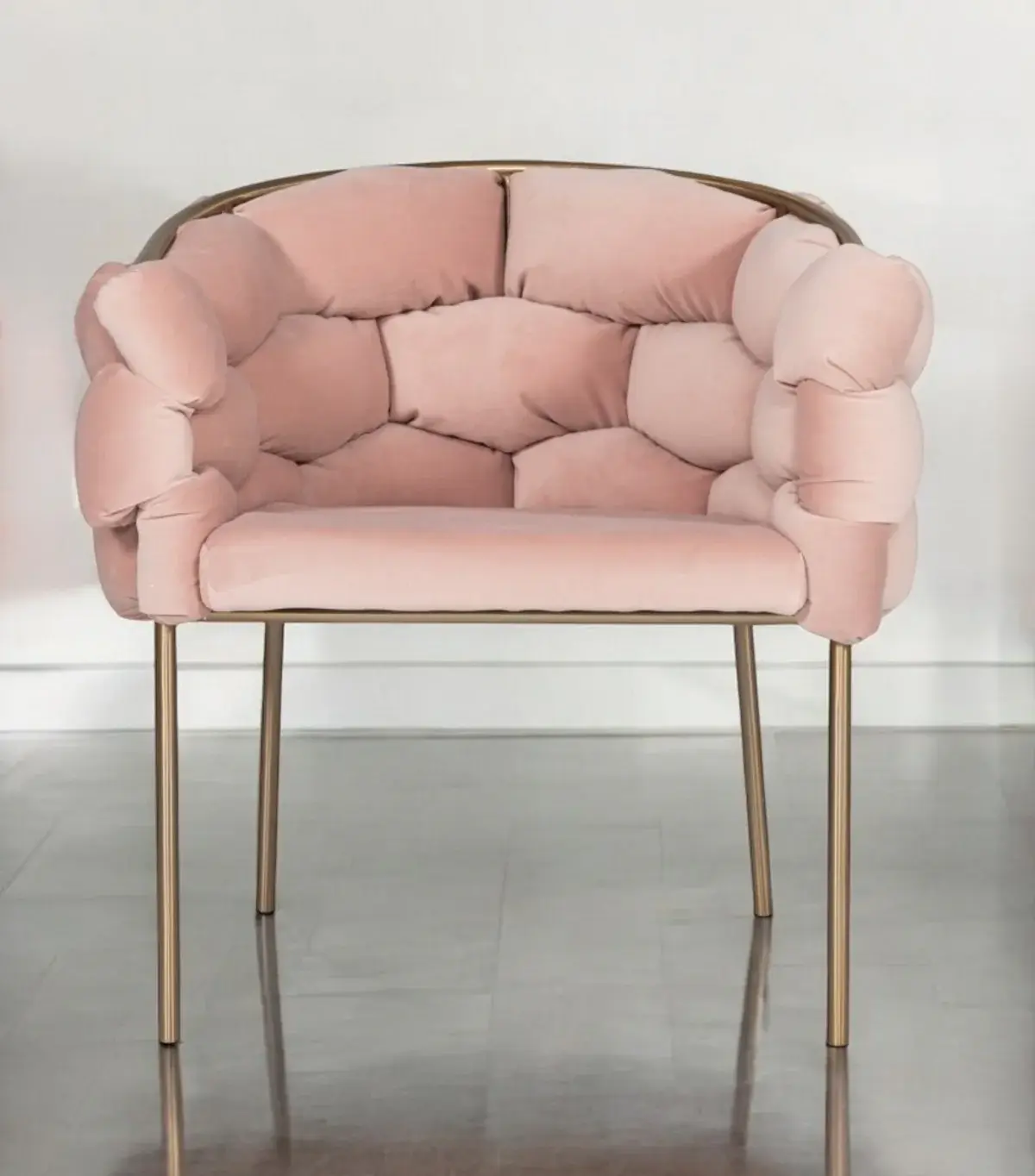 Pink Geo Velvet and Brushed Brass Velvet Dining Chair - Image 2