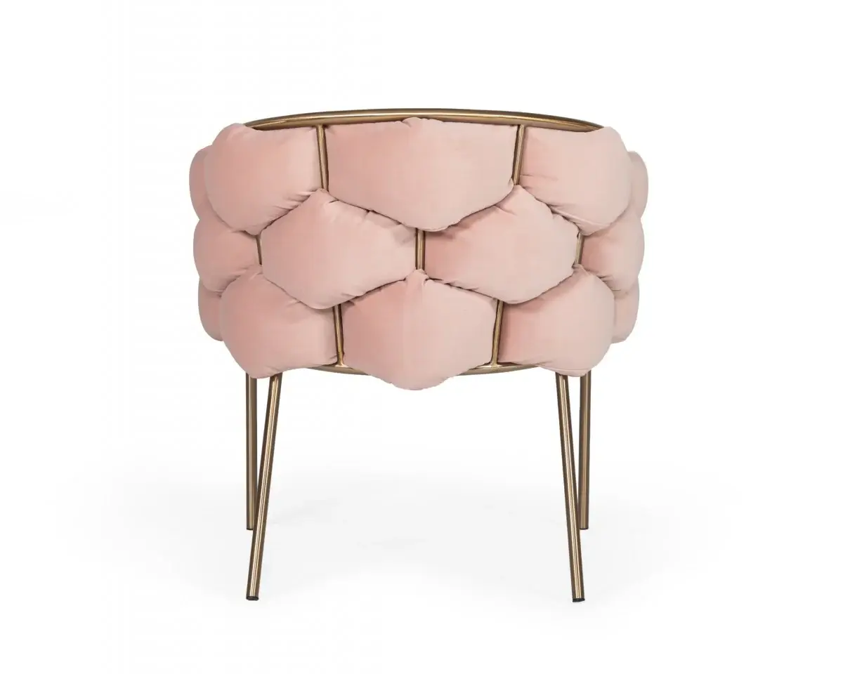 Pink Geo Velvet and Brushed Brass Velvet Dining Chair - Image 5