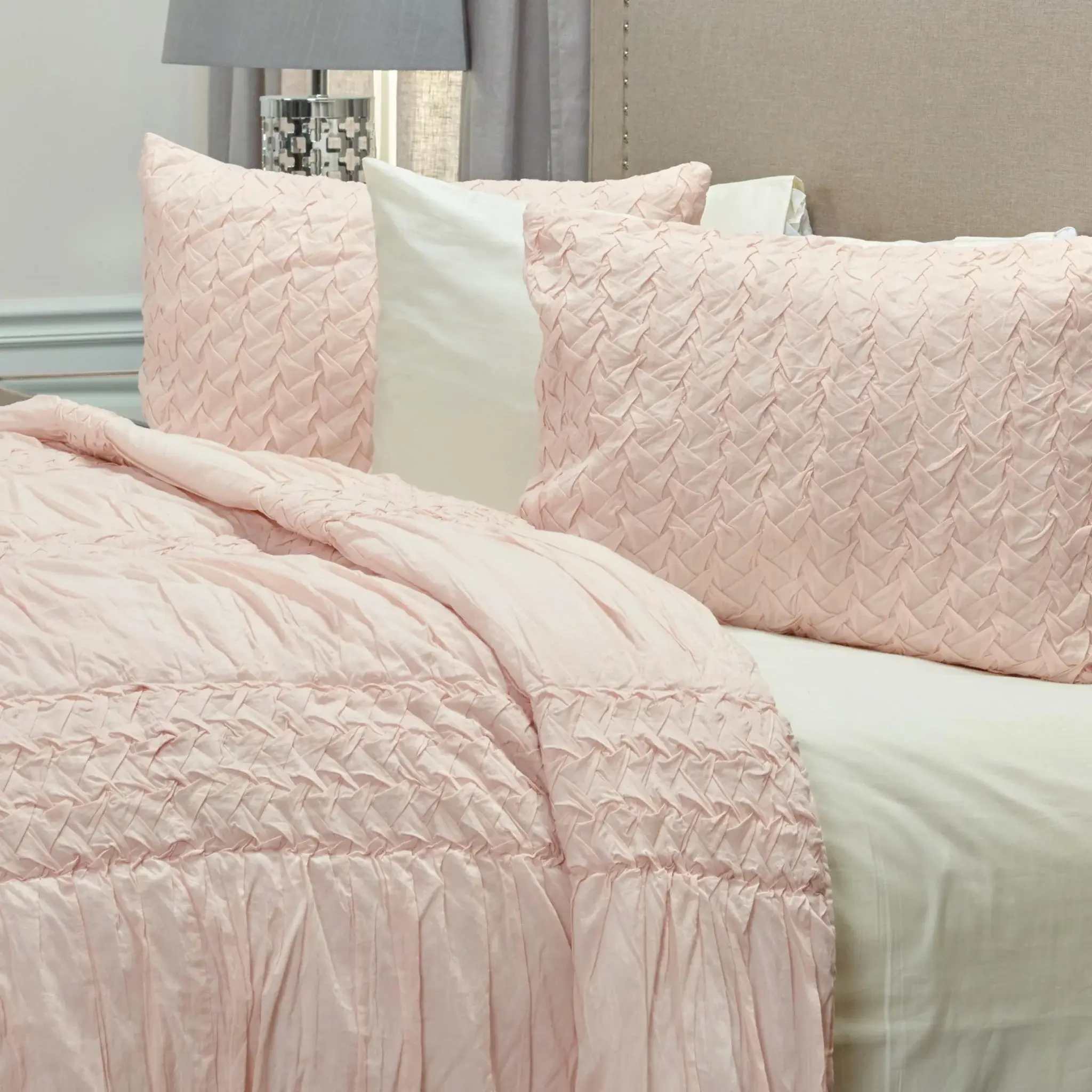 Pink Twin 100% Cotton 300 Thread Count Machine Washable Down Alternative Comforter - Image 2