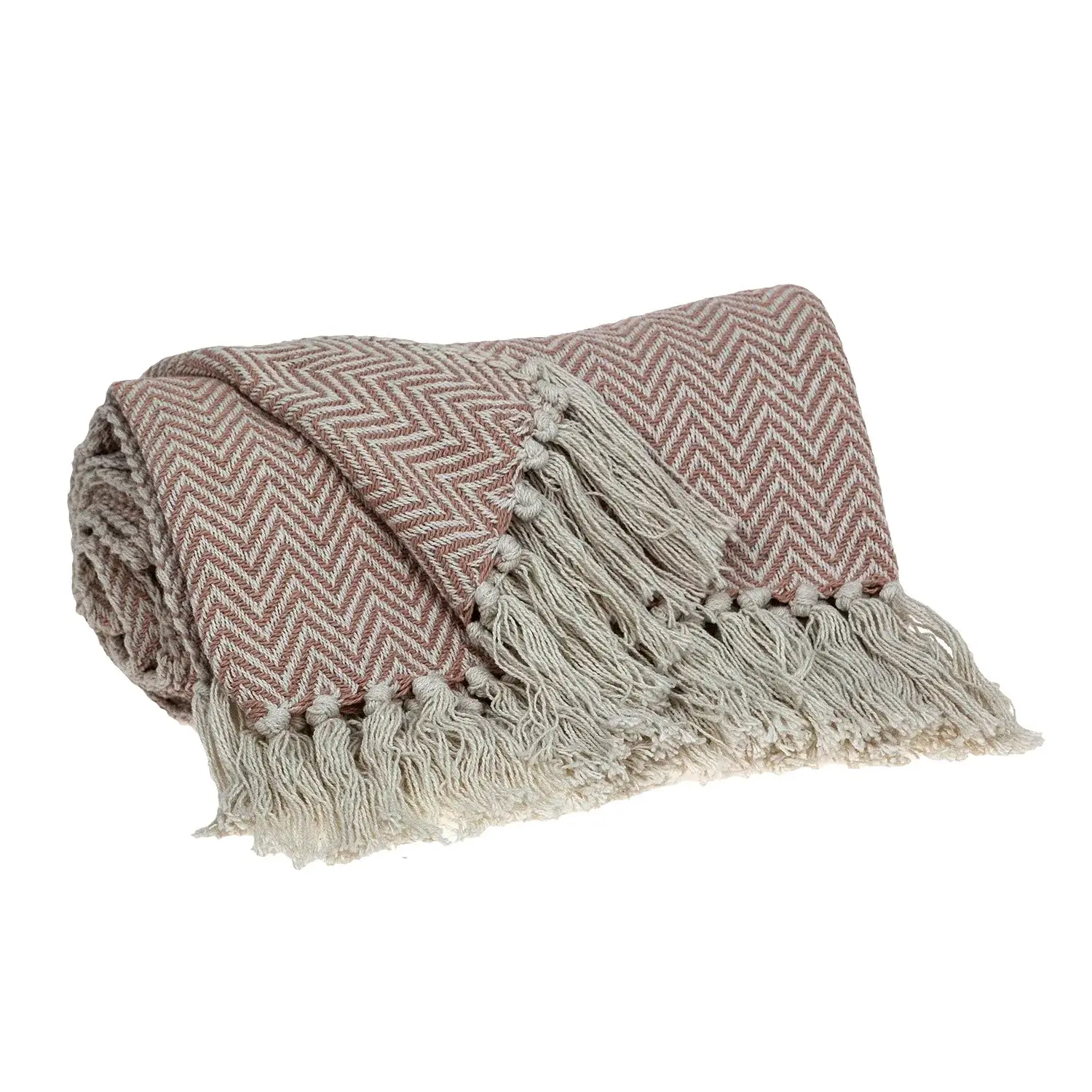 Pink Woven Cotton Solid Color Reversable Throw - Image 3