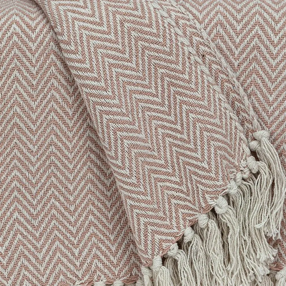 Pink Woven Cotton Solid Color Reversable Throw - Image 4