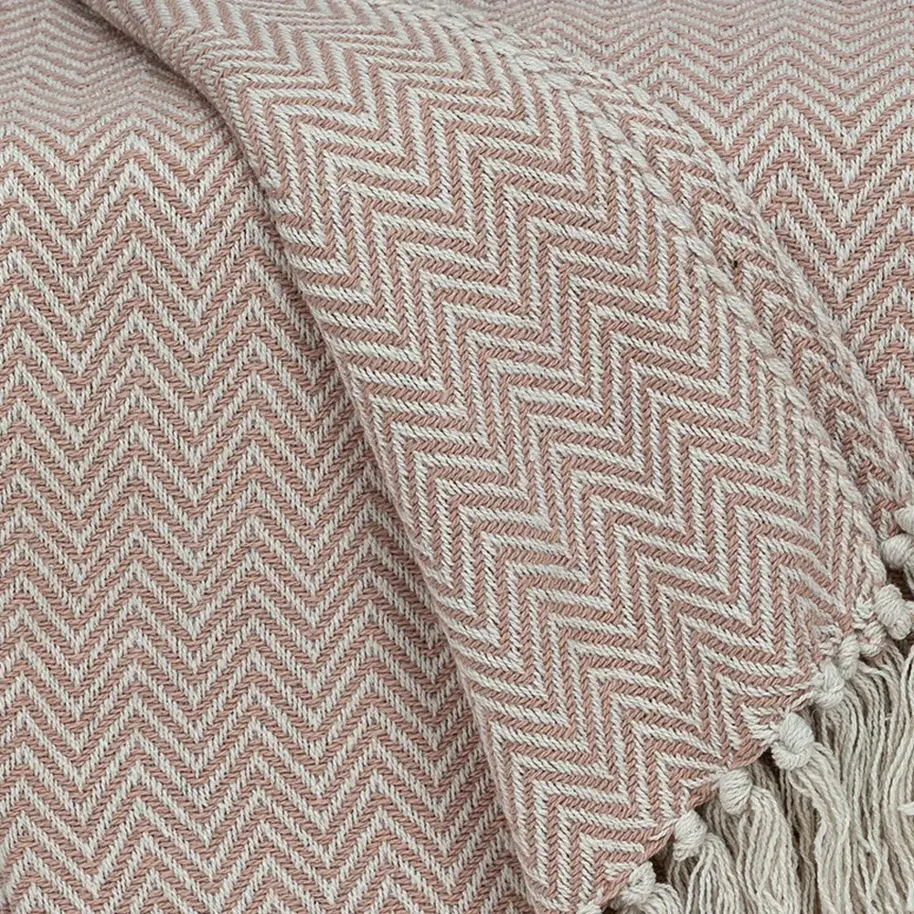 Pink Woven Cotton Solid Color Reversable Throw - Image 5