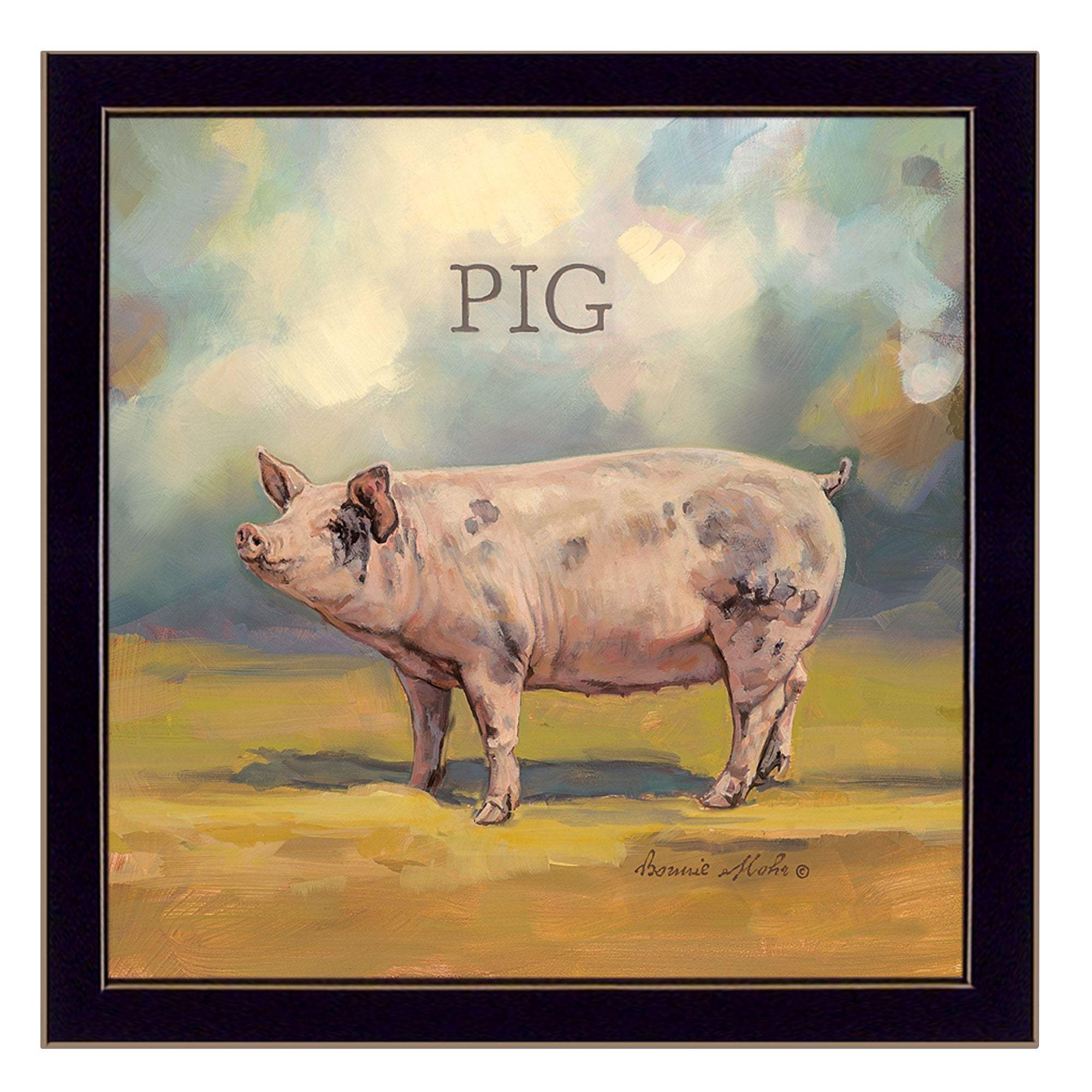 Piper the Pig Black Framed Print Wall Art - Image 2