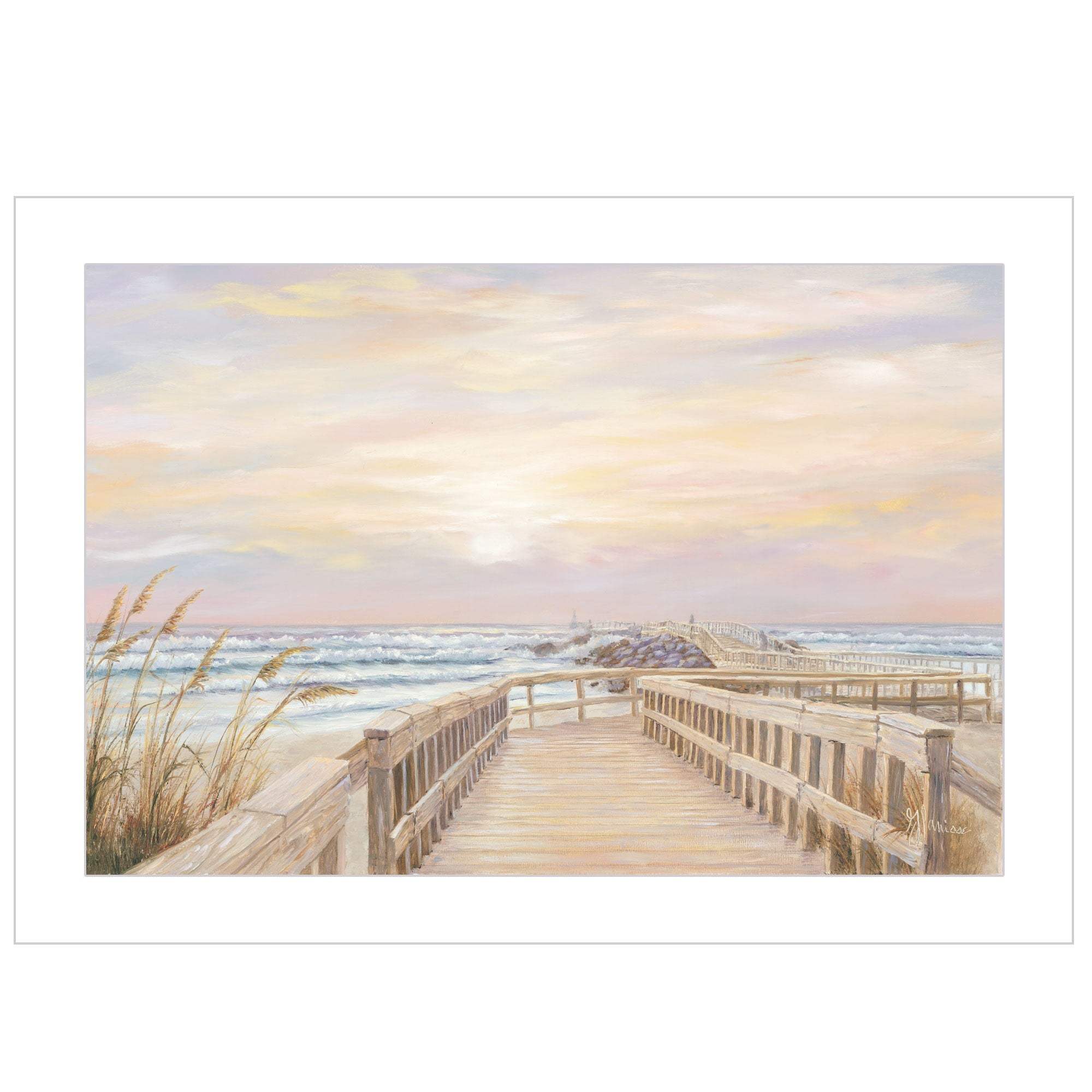 Ponce Inlet Jetty Sunrise 1 White Framed Print Wall Art - Image 3