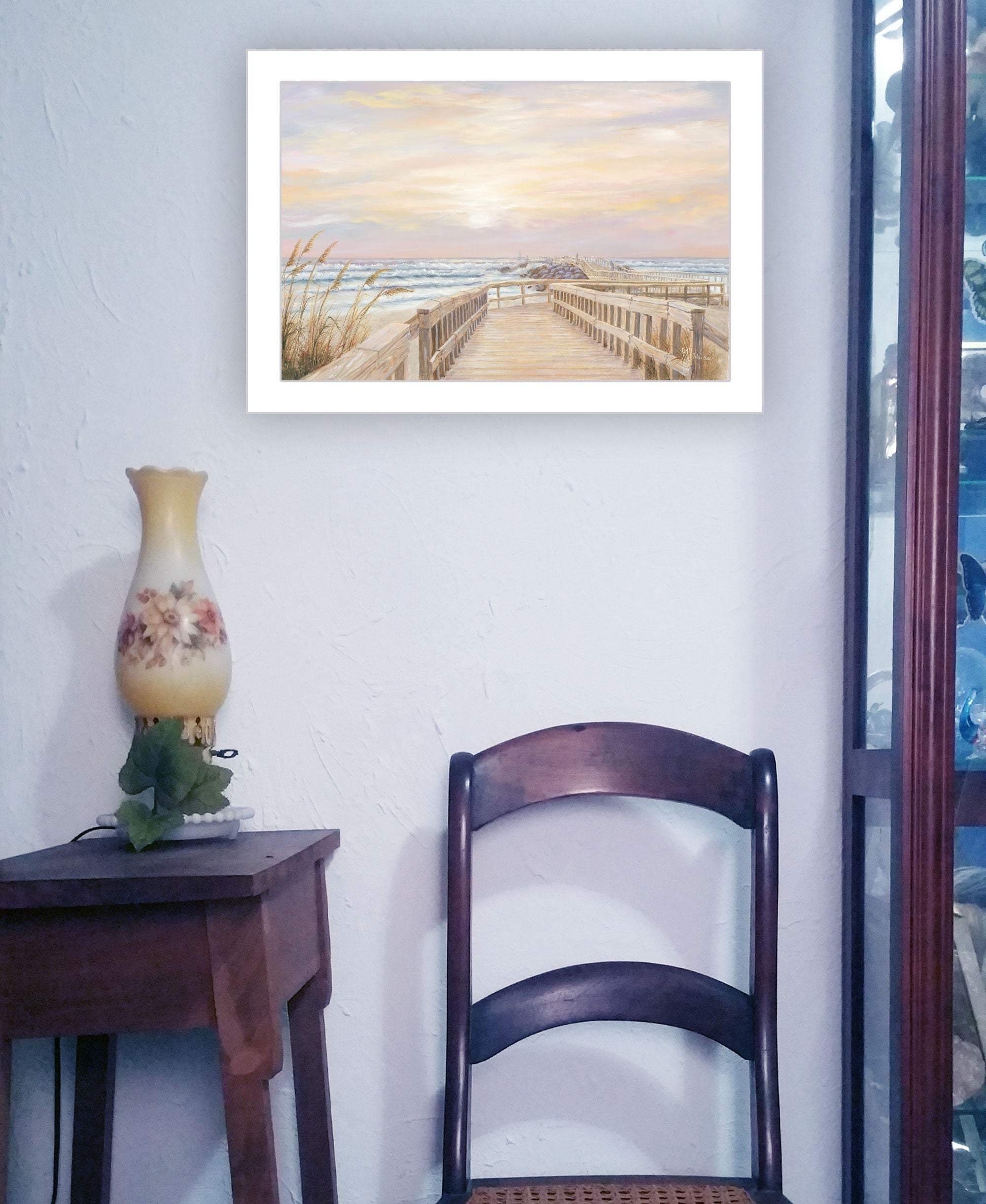 Ponce Inlet Jetty Sunrise 1 White Framed Print Wall Art - Image 4