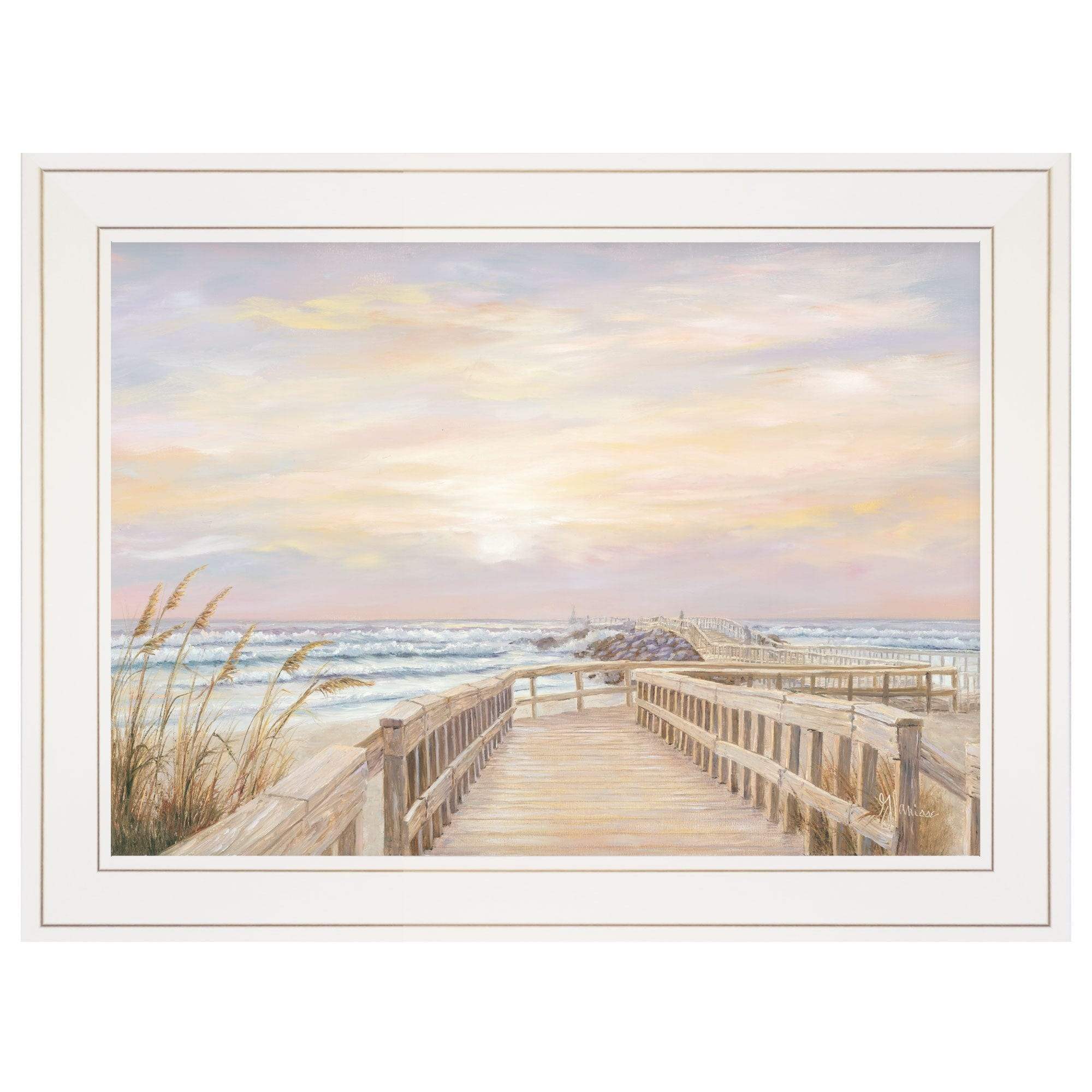 Ponce Inlet Jetty Sunrise 2 White Framed Print Wall Art - Image 2