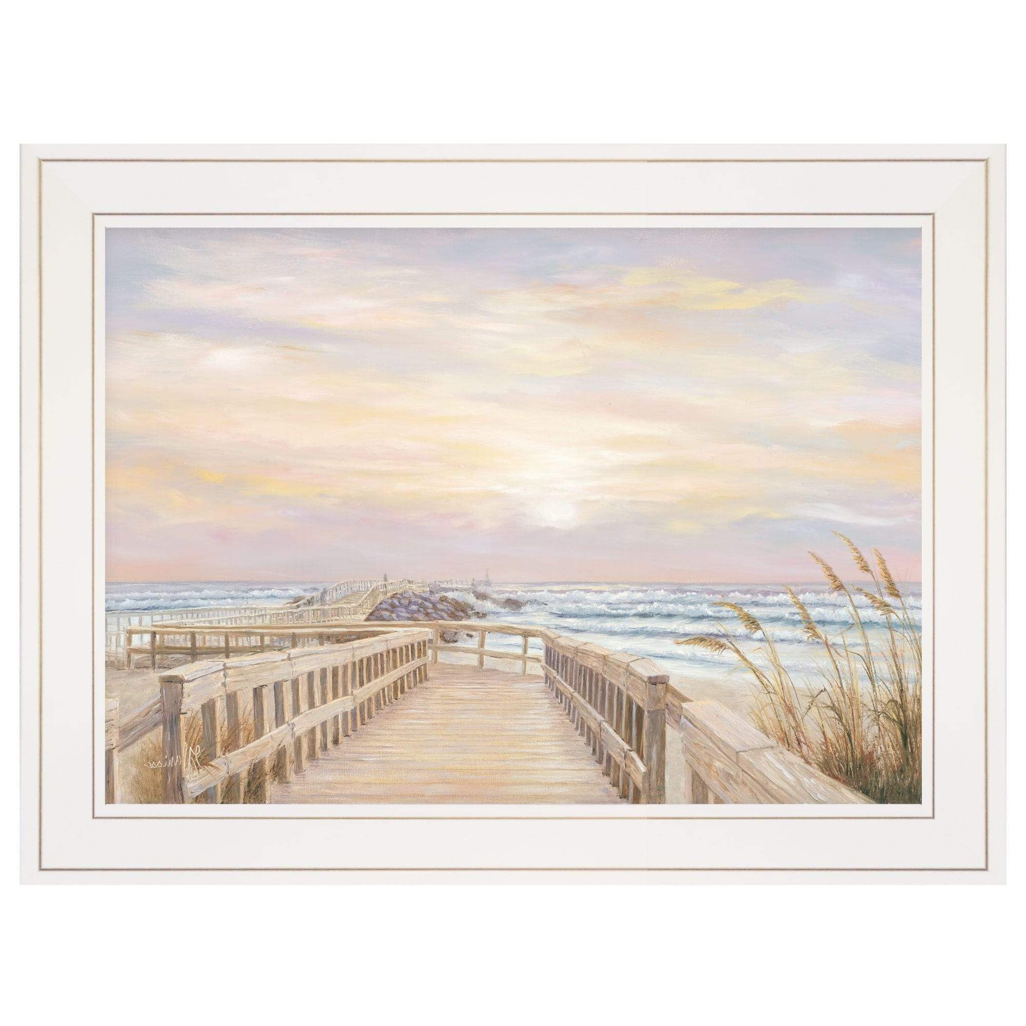 Ponce Inlet Jetty Sunrise 2 White Framed Print Wall Art - Image 3