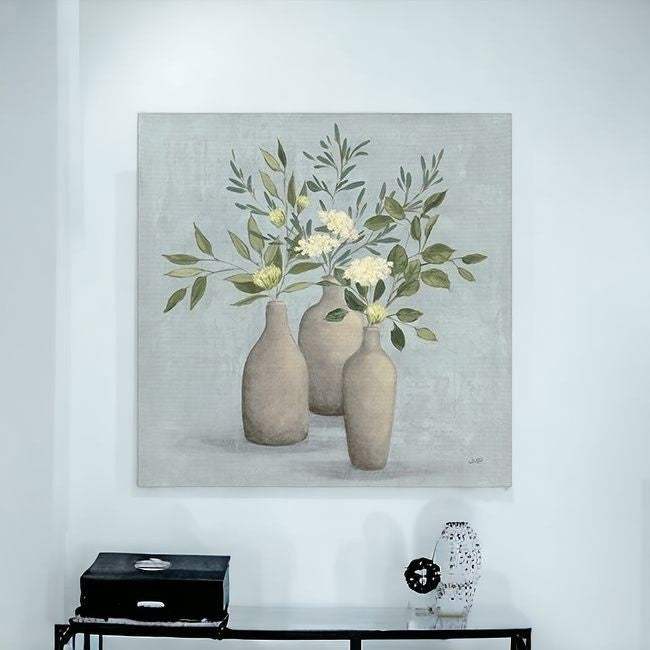 Pretty Bohemian Flowers In Ceramic Vases Unframed Print Wall Art - Image 3