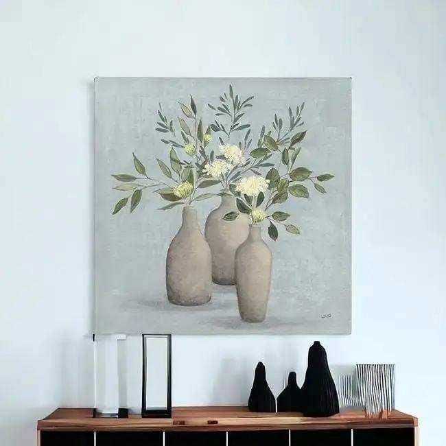 Pretty Bohemian Flowers In Ceramic Vases Unframed Print Wall Art - Image 2