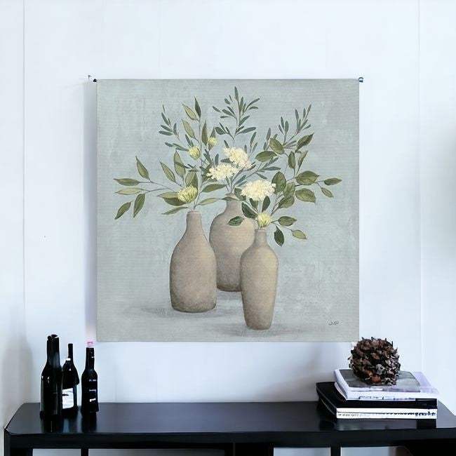 Pretty Bohemian Flowers In Ceramic Vases Unframed Print Wall Art - Image 3