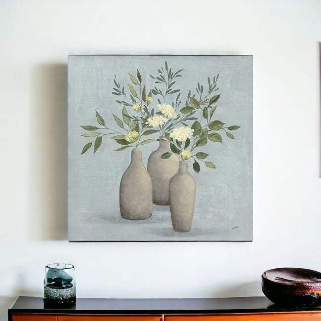 Pretty Bohemian Flowers In Ceramic Vases Unframed Print Wall Art - Image 5