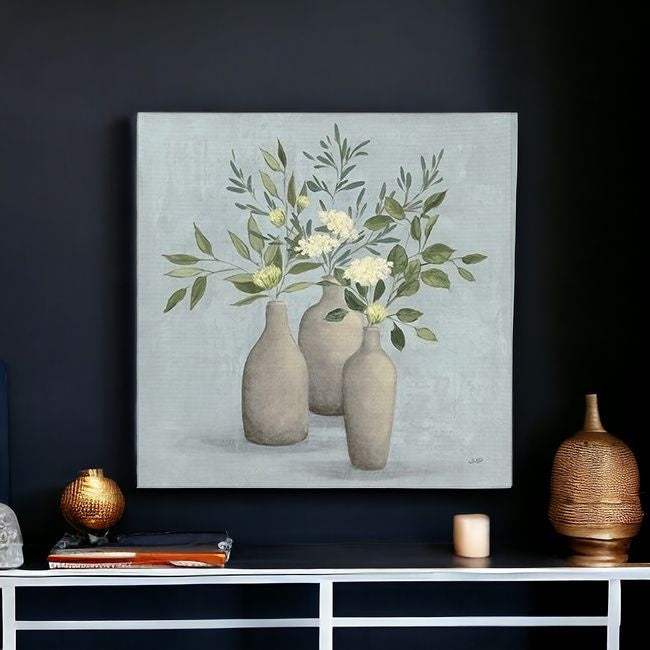 Pretty Bohemian Flowers In Ceramic Vases Unframed Print Wall Art - Image 7